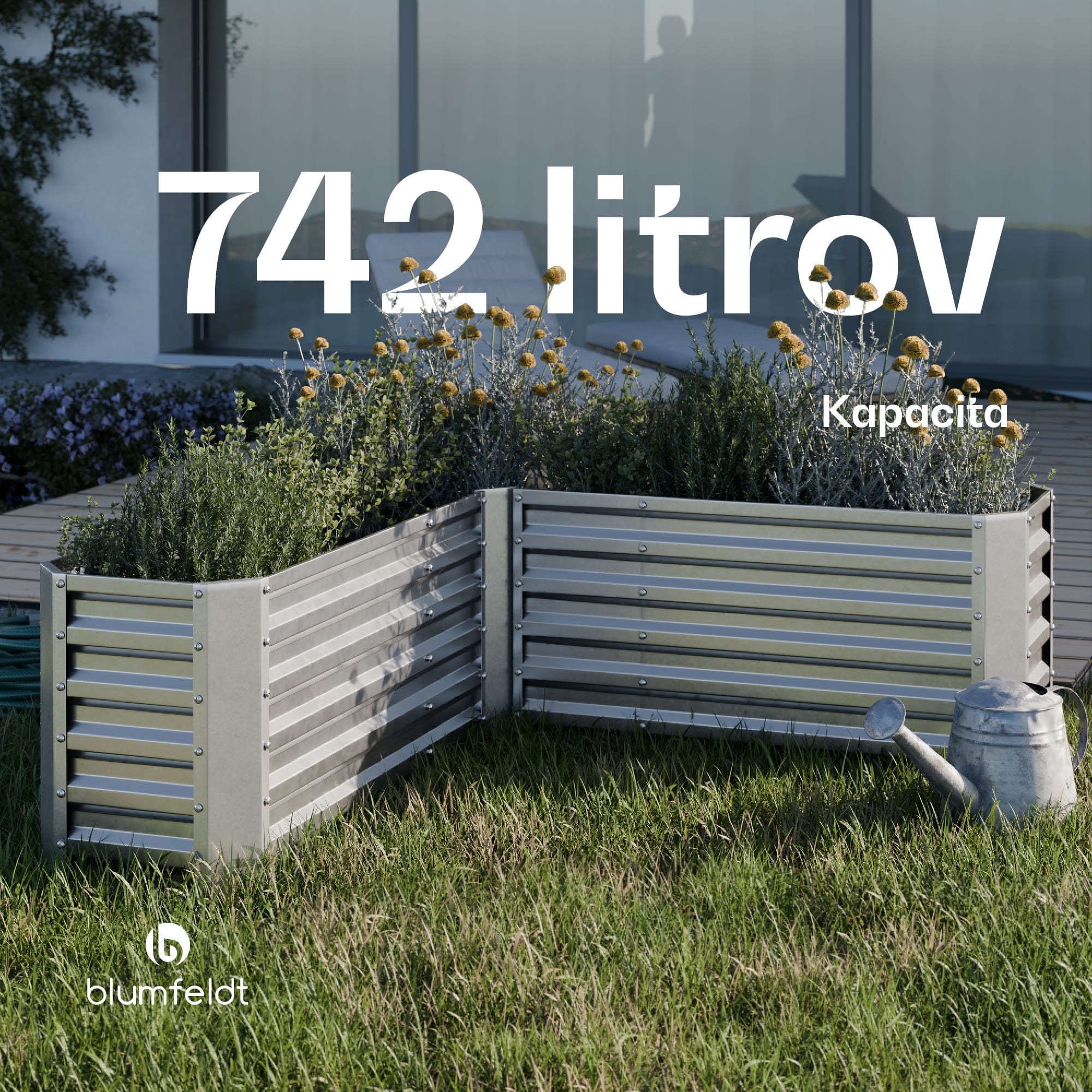 Blumfeldt High Grow vyvýšený záhon | L-tvar | odolný voči poveternostným vplyvom | nerezový | robustný | 742 L – Obrázok 4