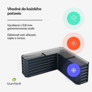 Blumfeldt High Grow vyvýšený záhon | L-tvar | odolný voči poveternostným vplyvom | nerezový | robustný | 742 L