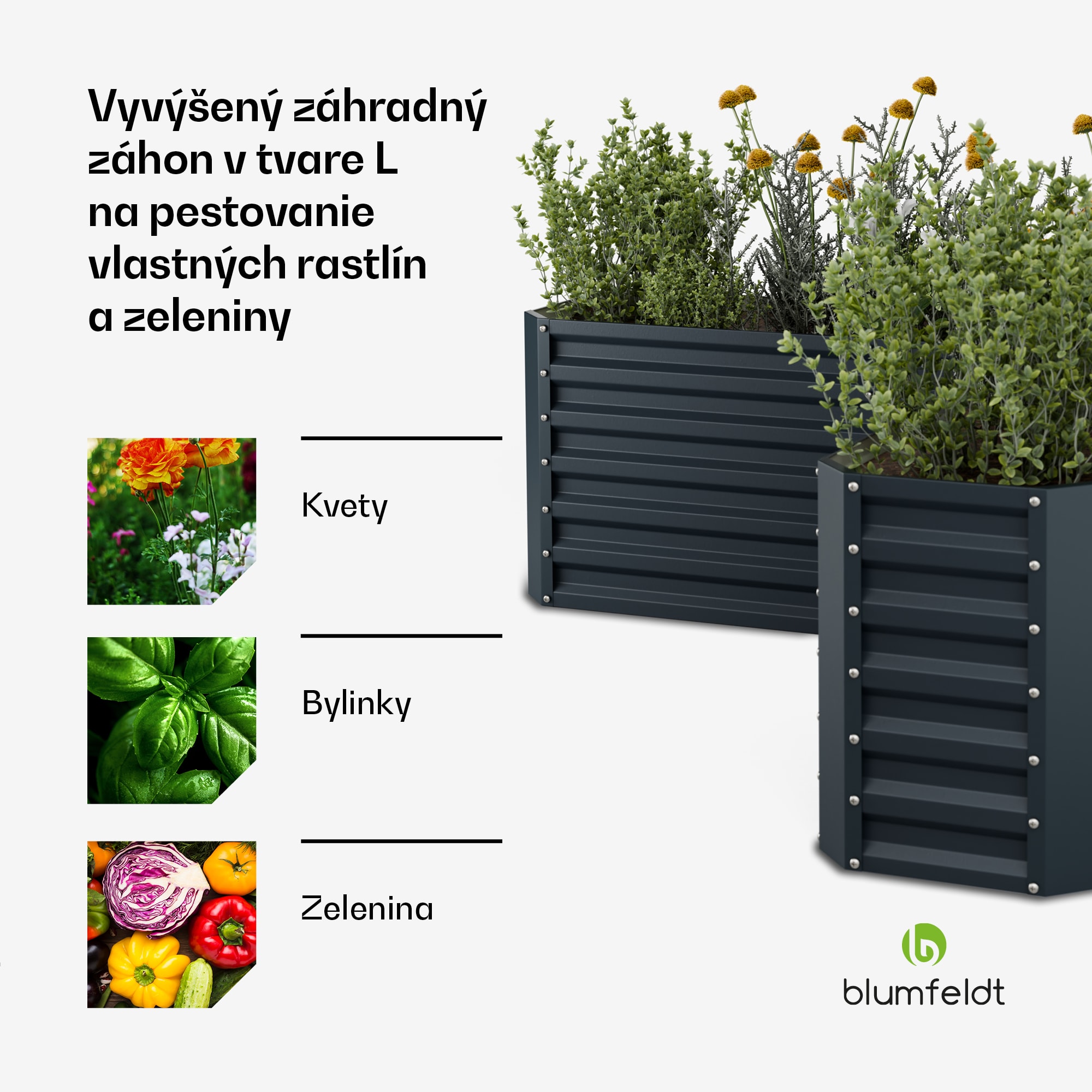 Blumfeldt High Grow vyvýšený záhon | L-tvar | odolný voči poveternostným vplyvom | nerezový | robustný | 742 L – Obrázok 3