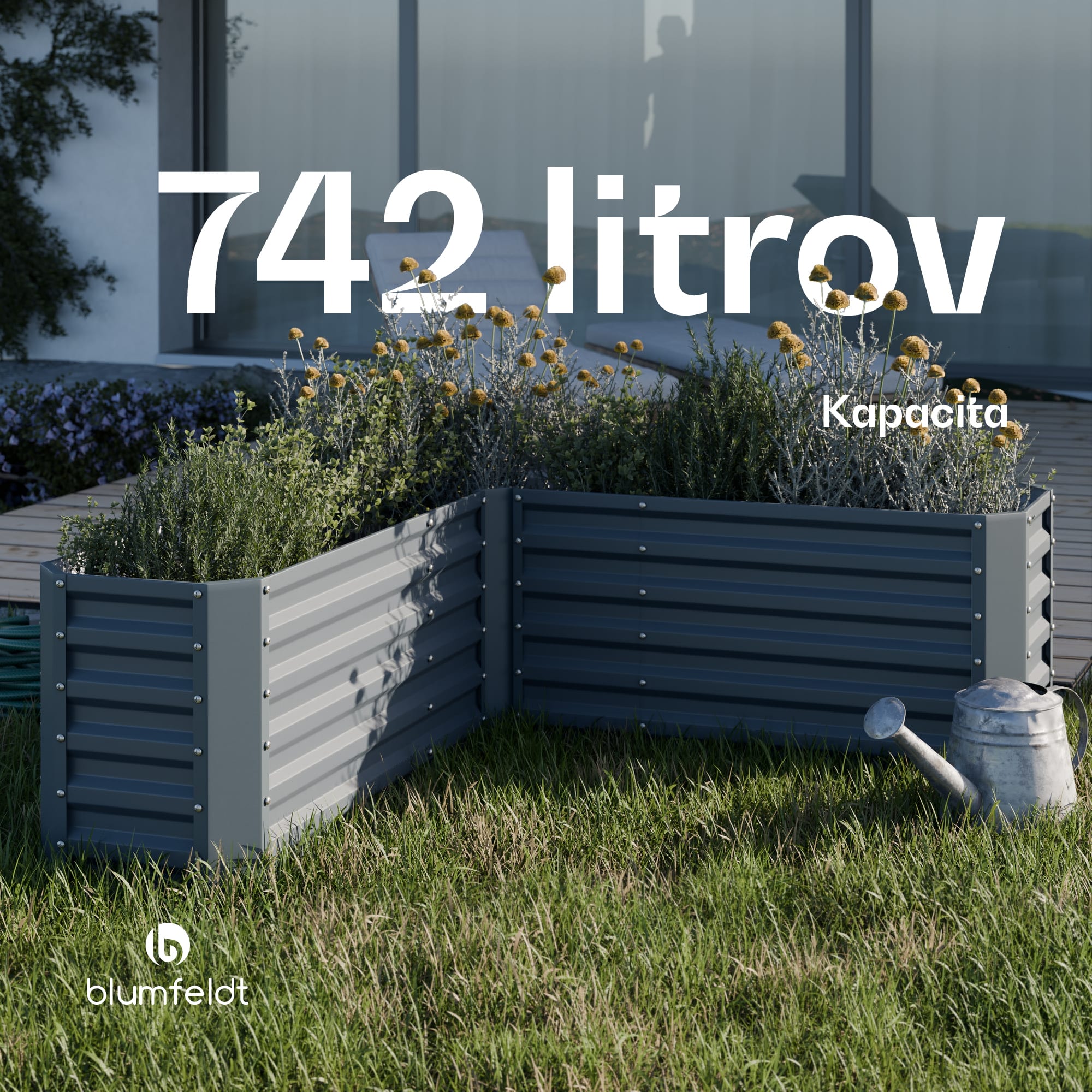 Blumfeldt High Grow vyvýšený záhon | L-tvar | odolný voči poveternostným vplyvom | nerezový | robustný | 742 L – Obrázok 4