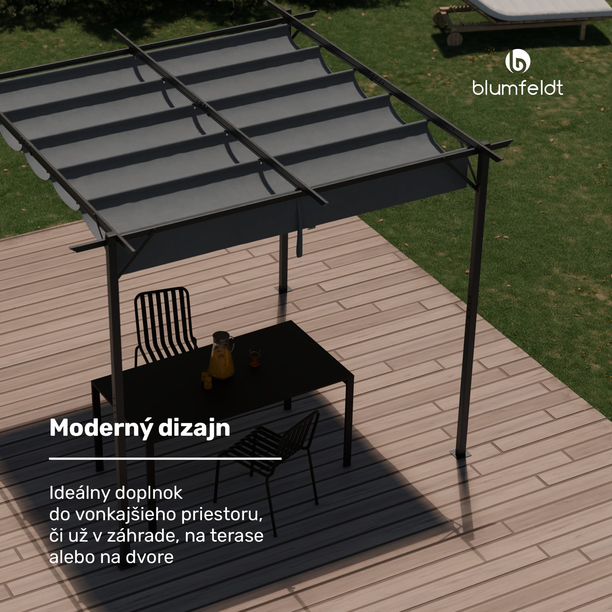 Blumfeldt Pantheon Robust Pergola, 3x3 m práškovo lakovaná oceľ odolná voči poveternostným vplyvom – Obrázok 2