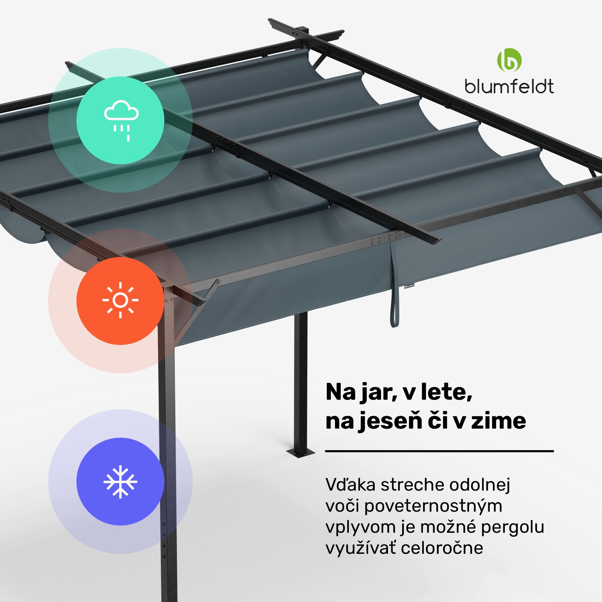 Blumfeldt Pantheon Robust Pergola, 3x3 m práškovo lakovaná oceľ odolná voči poveternostným vplyvom – Obrázok 4