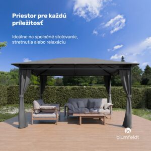 Blumfeldt Mondo 3x4 altánok s kovovým rámom a 4 bočnými stenami