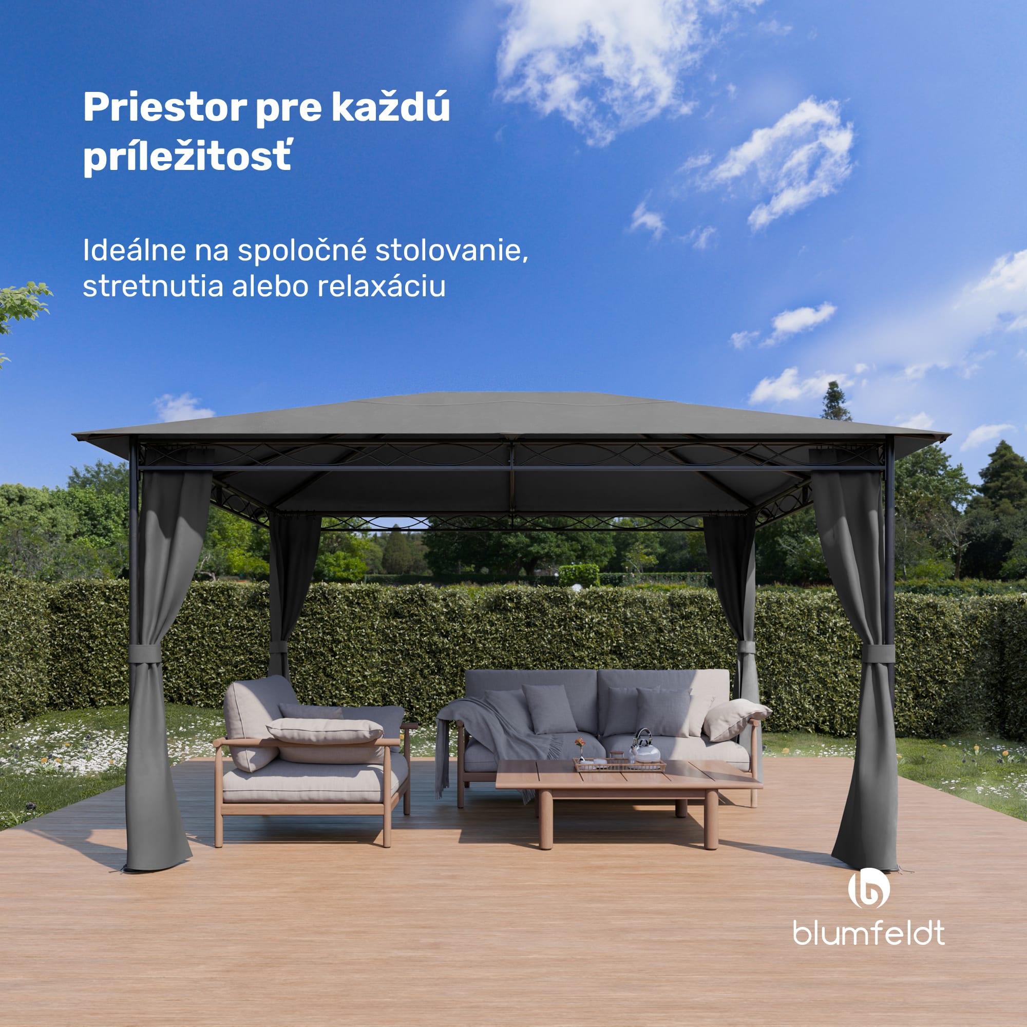 Blumfeldt Mondo 3x4 altánok s kovovým rámom a 4 bočnými stenami