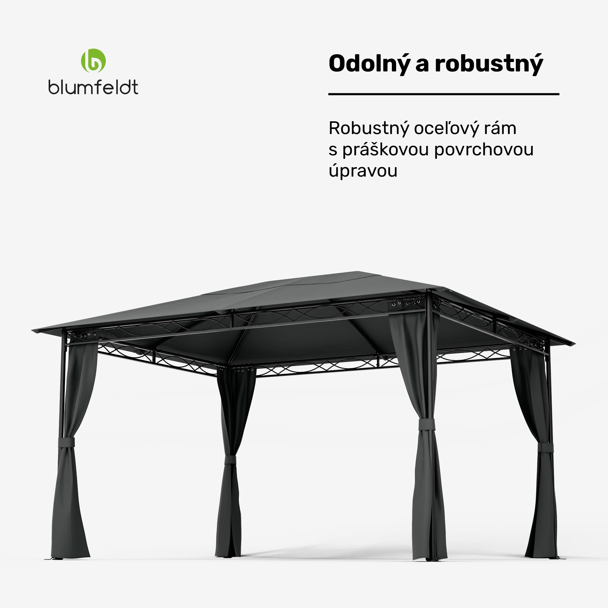 Blumfeldt Mondo 3x4 altánok s kovovým rámom a 4 bočnými stenami – Obrázok 2