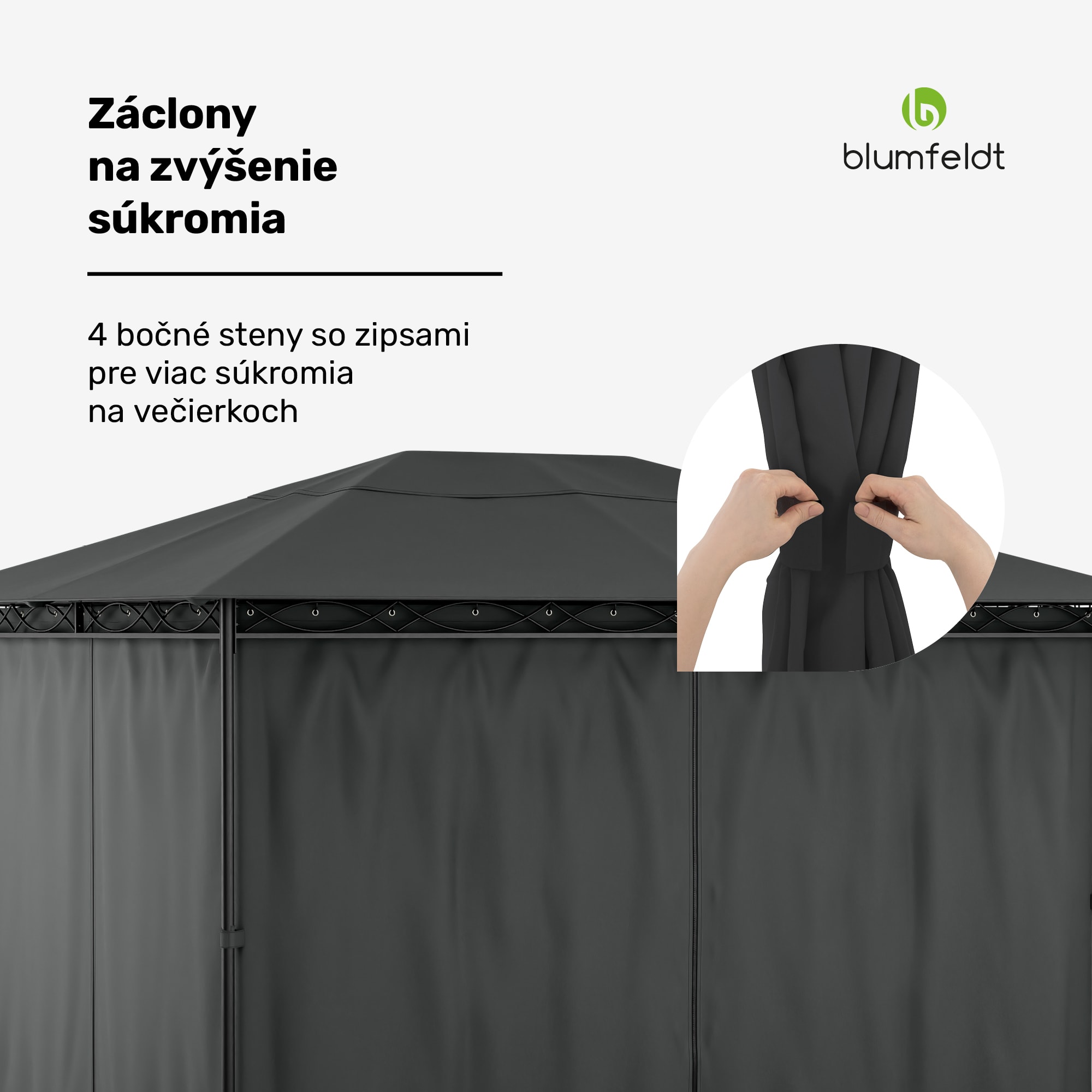 Blumfeldt Mondo 3x4 altánok s kovovým rámom a 4 bočnými stenami – Obrázok 3