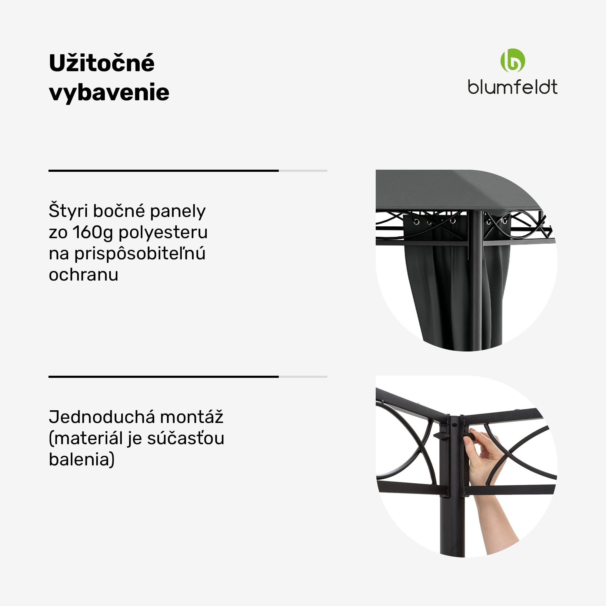 Blumfeldt Mondo 3x4 altánok s kovovým rámom a 4 bočnými stenami – Obrázok 4