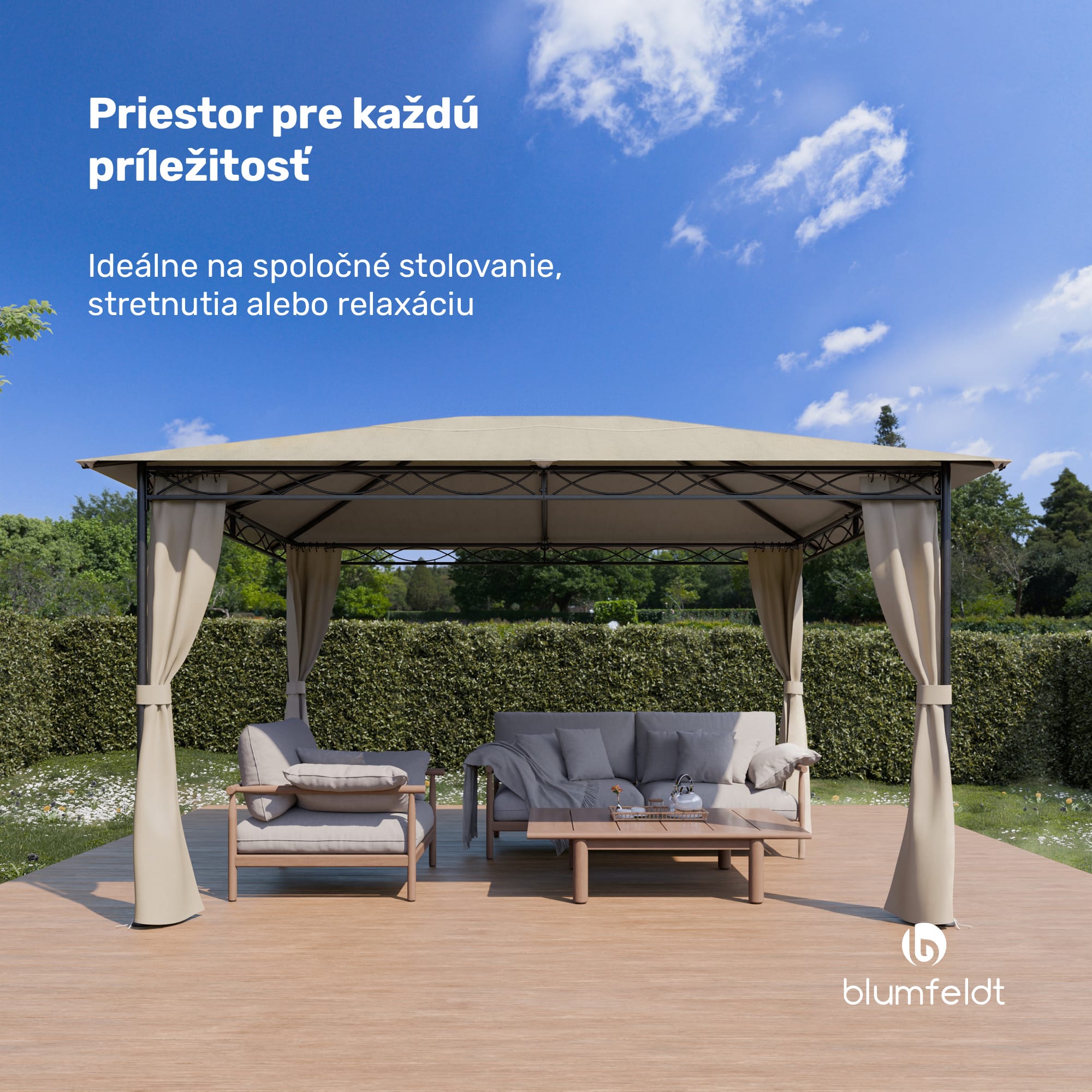 Blumfeldt Mondo 3x4 altánok s kovovým rámom a 4 bočnými stenami