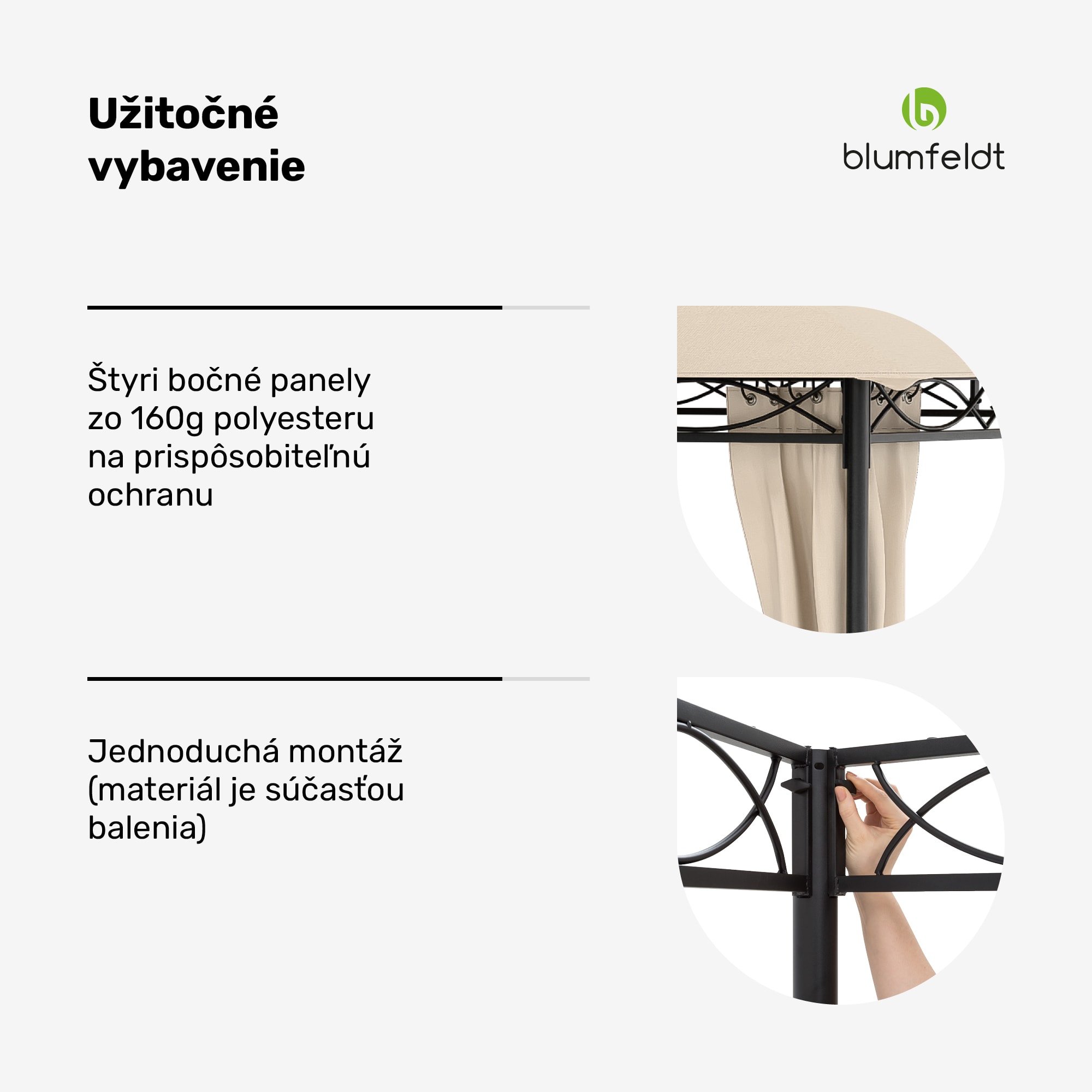 Blumfeldt Mondo 3x4 altánok s kovovým rámom a 4 bočnými stenami – Obrázok 4