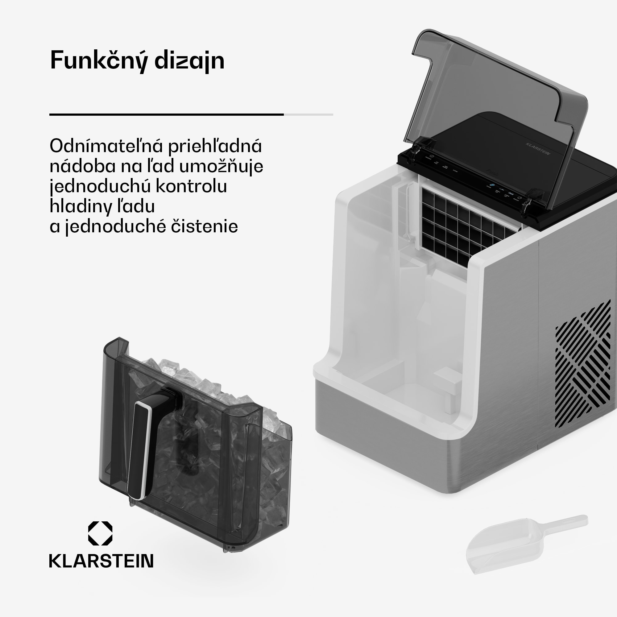 Klarstein Ice Lux výroba ľadových kociek | Nerezová oceľ | 23 kg/24 h | Samočistiaca – Obrázok 4
