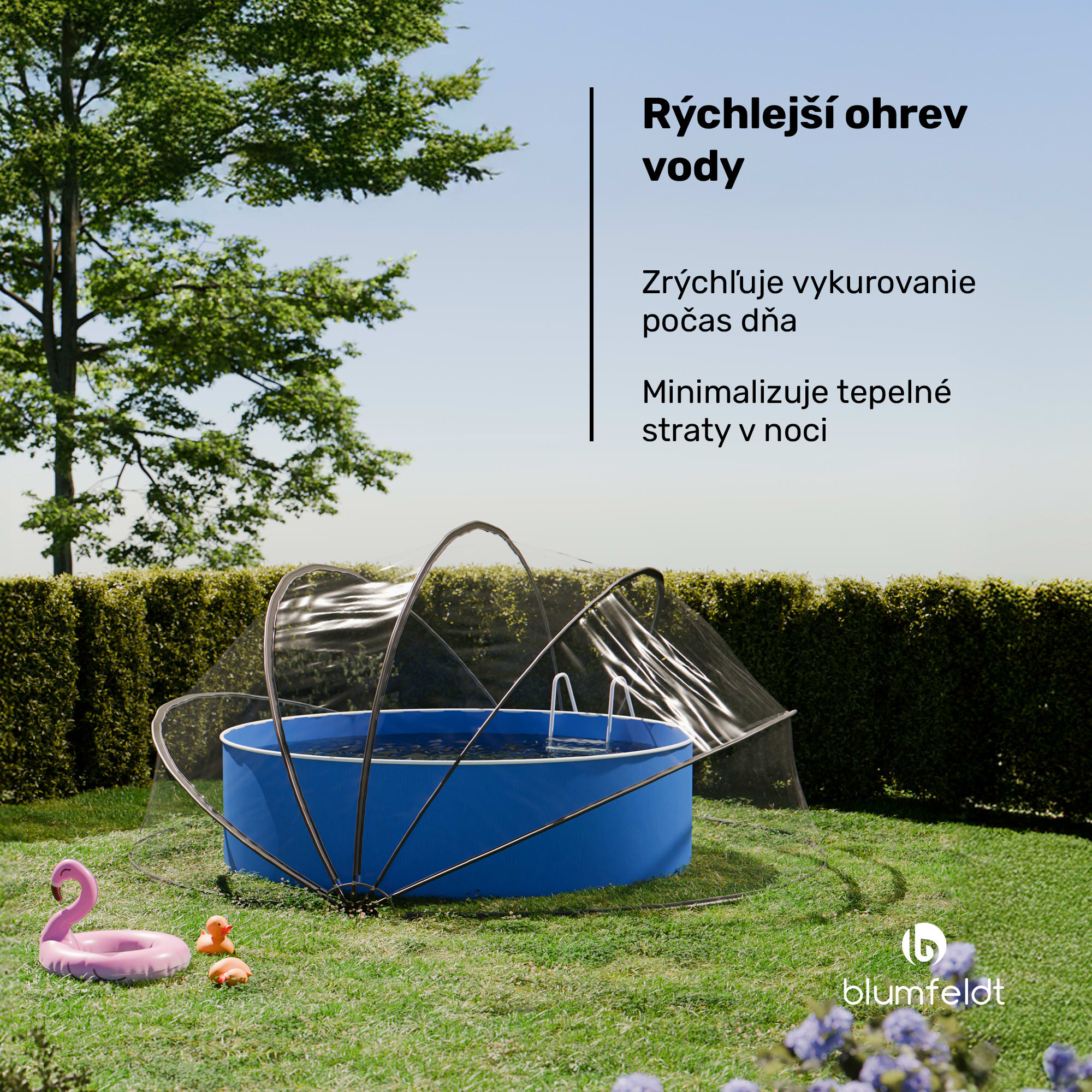 Blumfeldt ArmadilloShade bazénový altánok, Okrúhly, Sklolaminát, UV ochrana, Transparentný – Obrázok 2