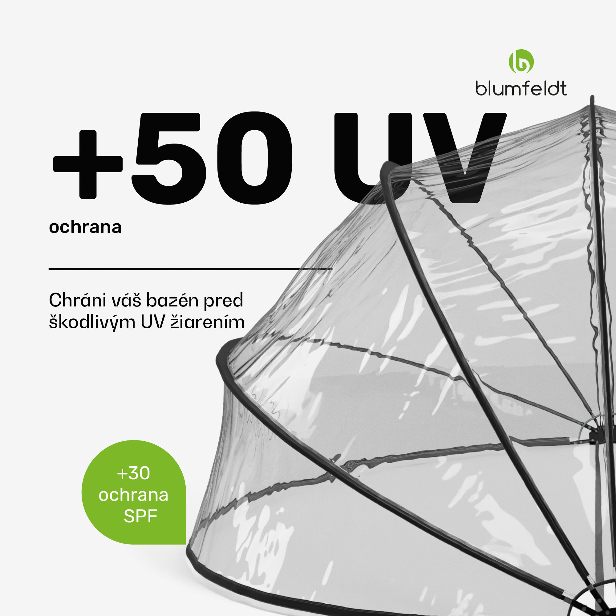 Blumfeldt ArmadilloShade bazénový altánok, Okrúhly, Sklolaminát, UV ochrana, Transparentný – Obrázok 3