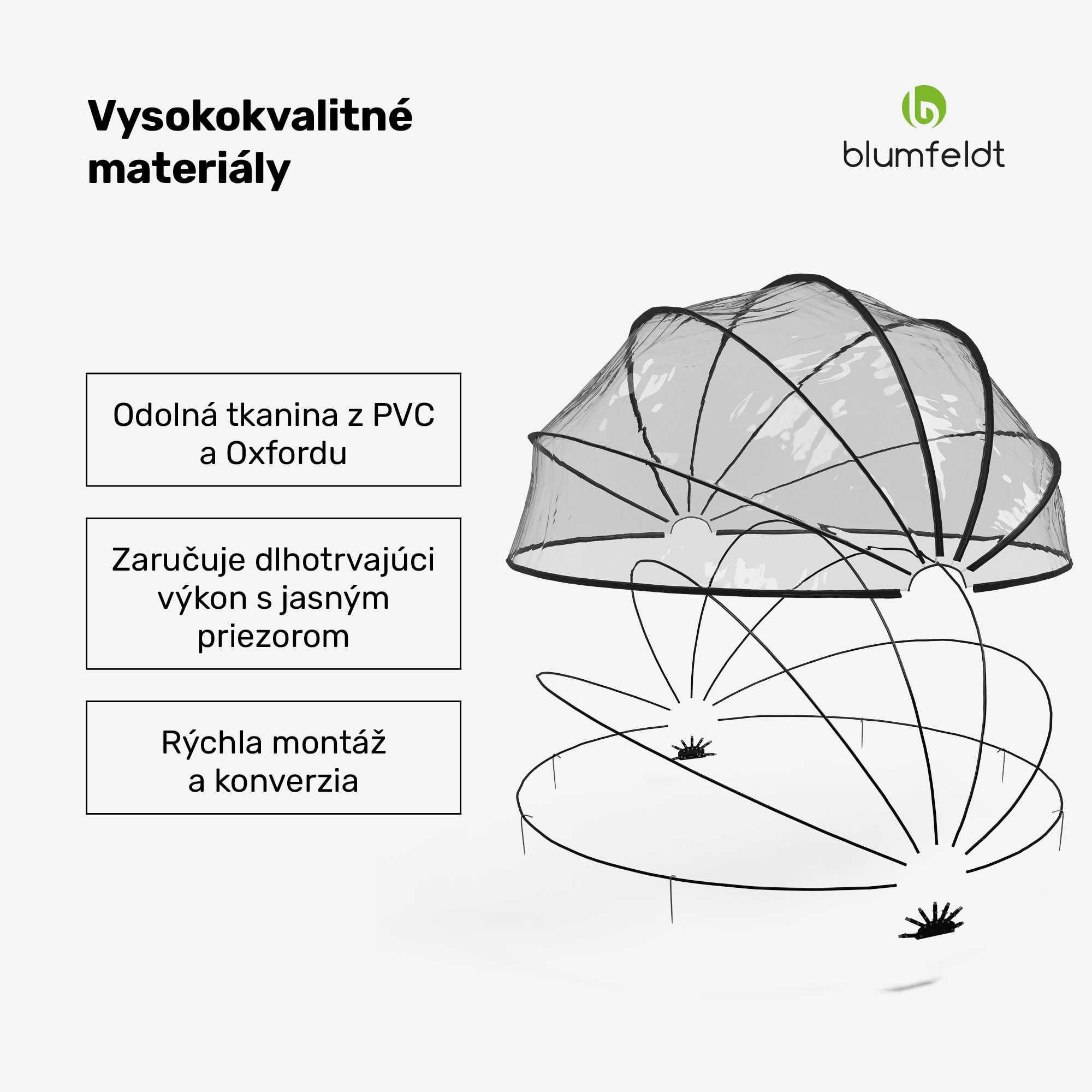 Blumfeldt ArmadilloShade bazénový altánok, Okrúhly, Sklolaminát, UV ochrana, Transparentný – Obrázok 4
