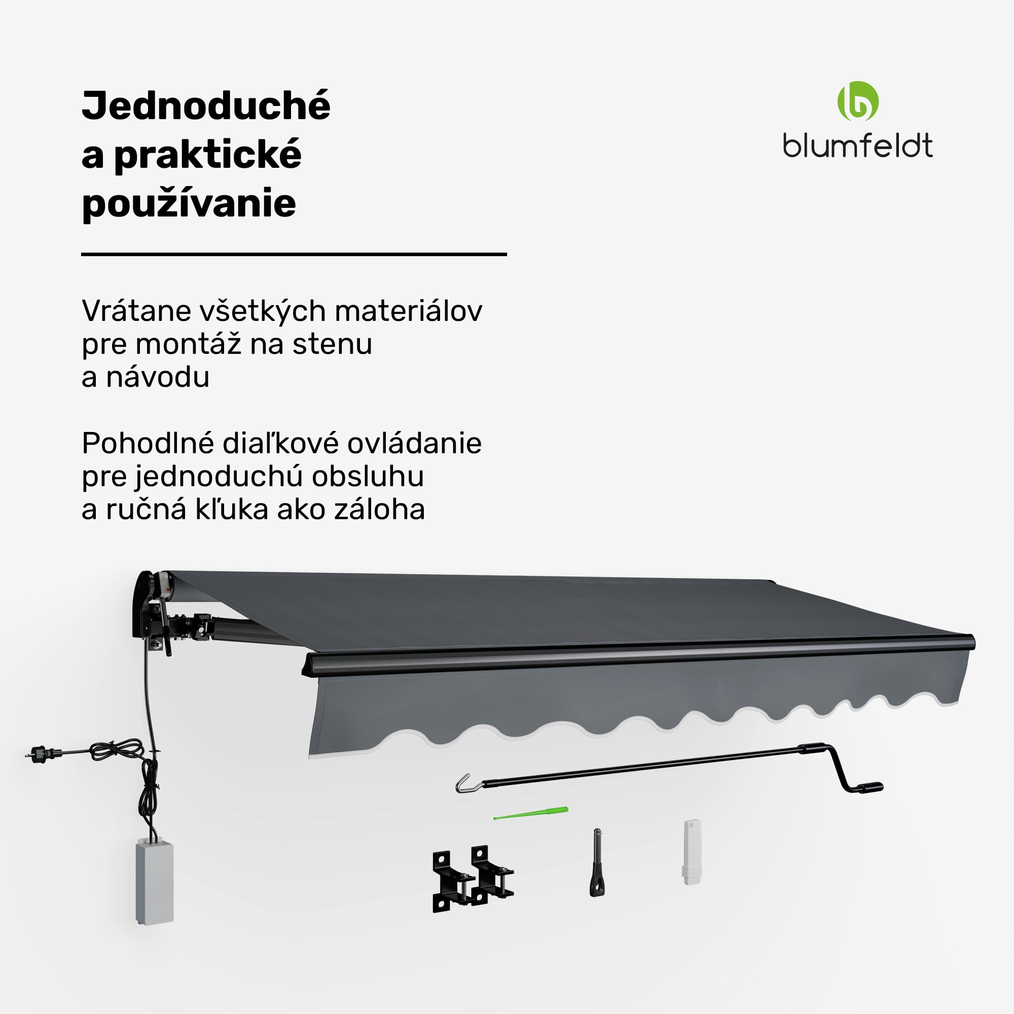Blumfeldt CloudShade Markíza, Inteligentné ovládanie, UV ochrana, Montáž na stenu – Obrázok 4