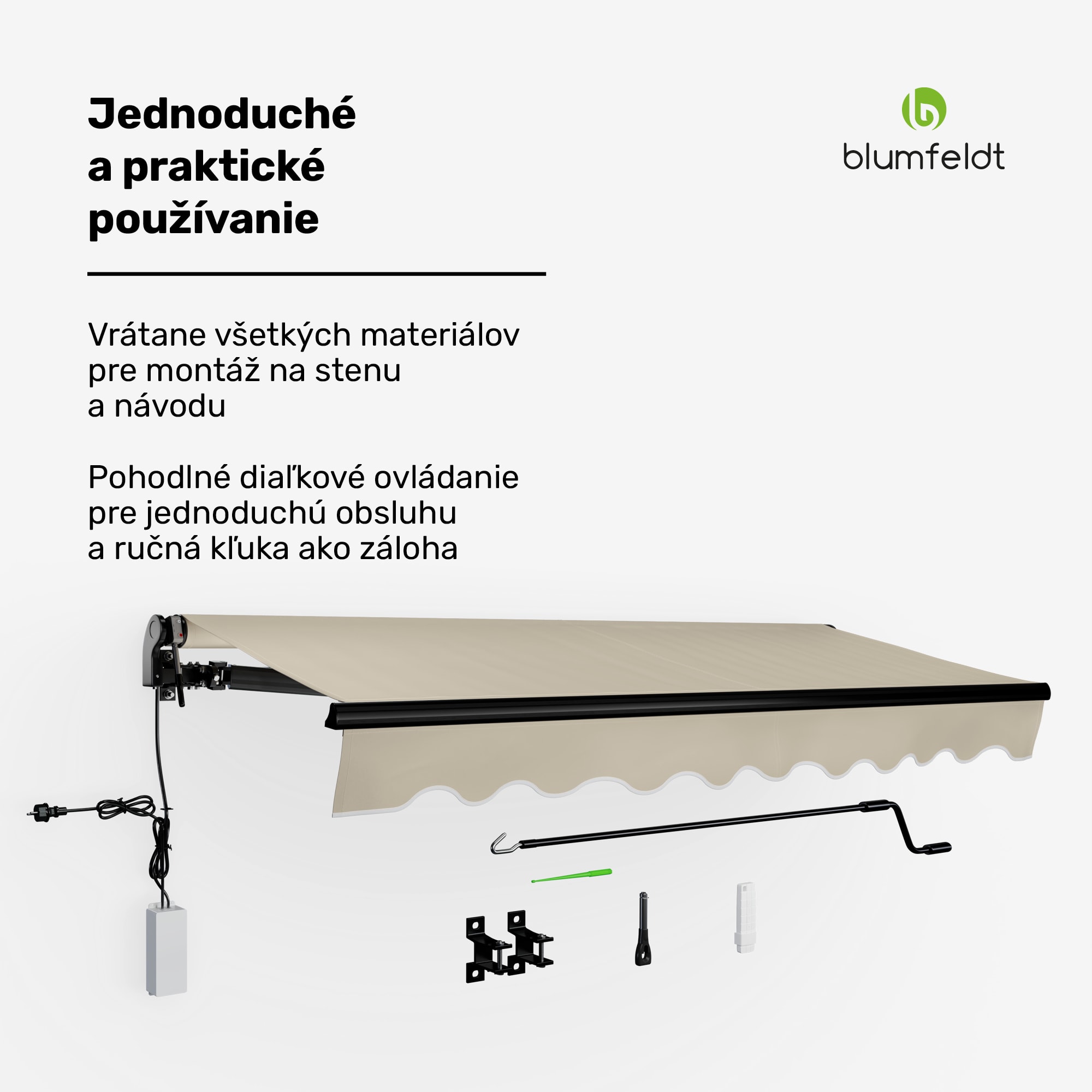 Blumfeldt CloudShade Markíza, Inteligentné ovládanie, UV ochrana, Montáž na stenu – Obrázok 4