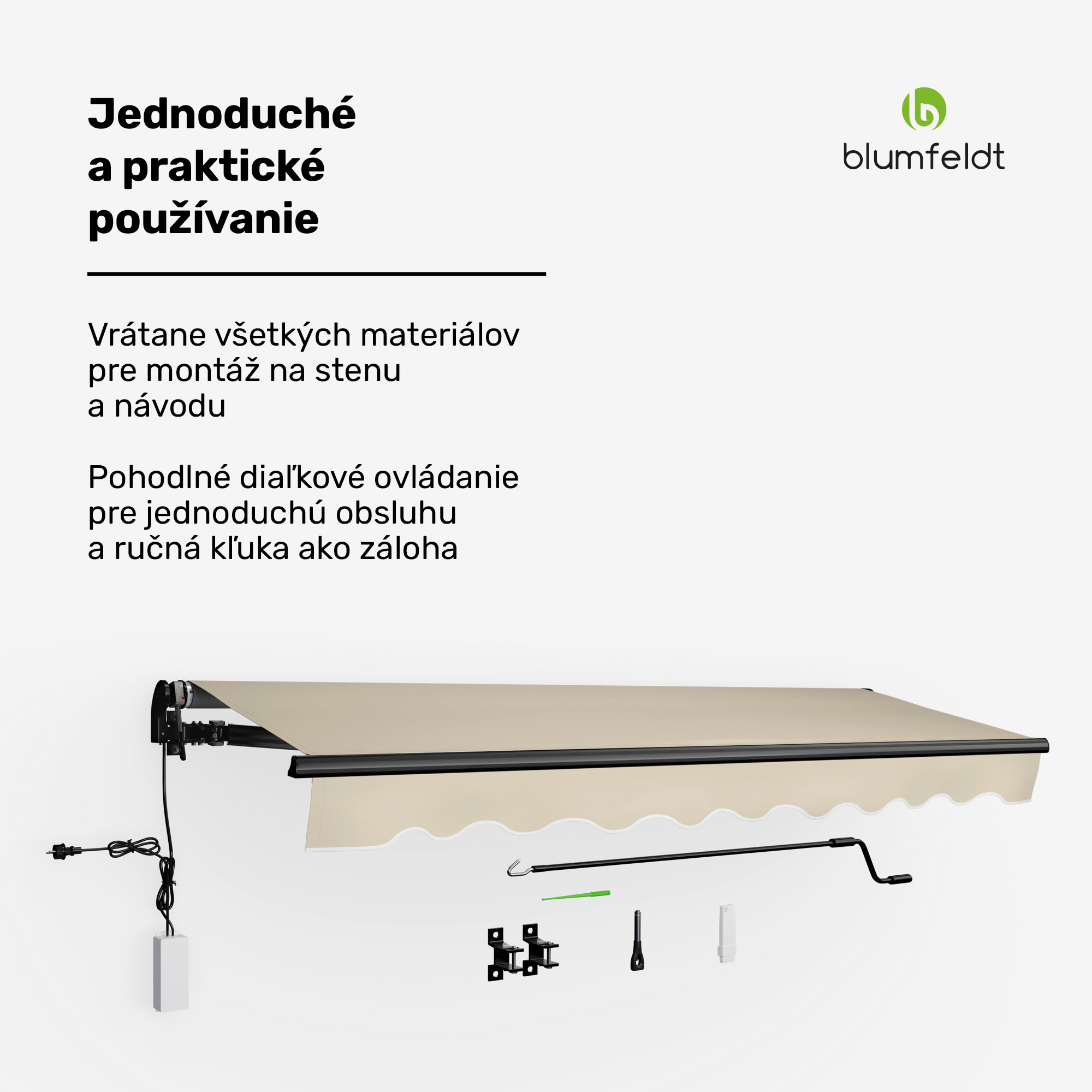 Blumfeldt CloudShade Markíza, Inteligentné ovládanie, UV ochrana, Montáž na stenu – Obrázok 4