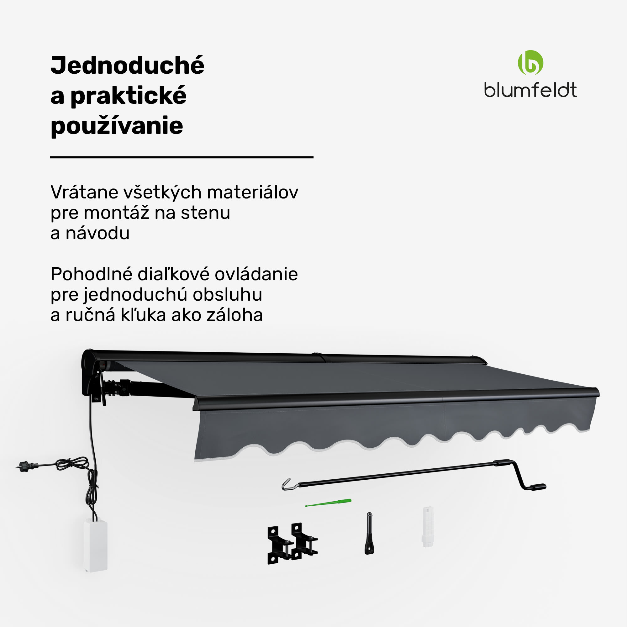 Blumfeldt CloudShade Markíza, Inteligentné ovládanie, UV ochrana, Montáž na stenu – Obrázok 4