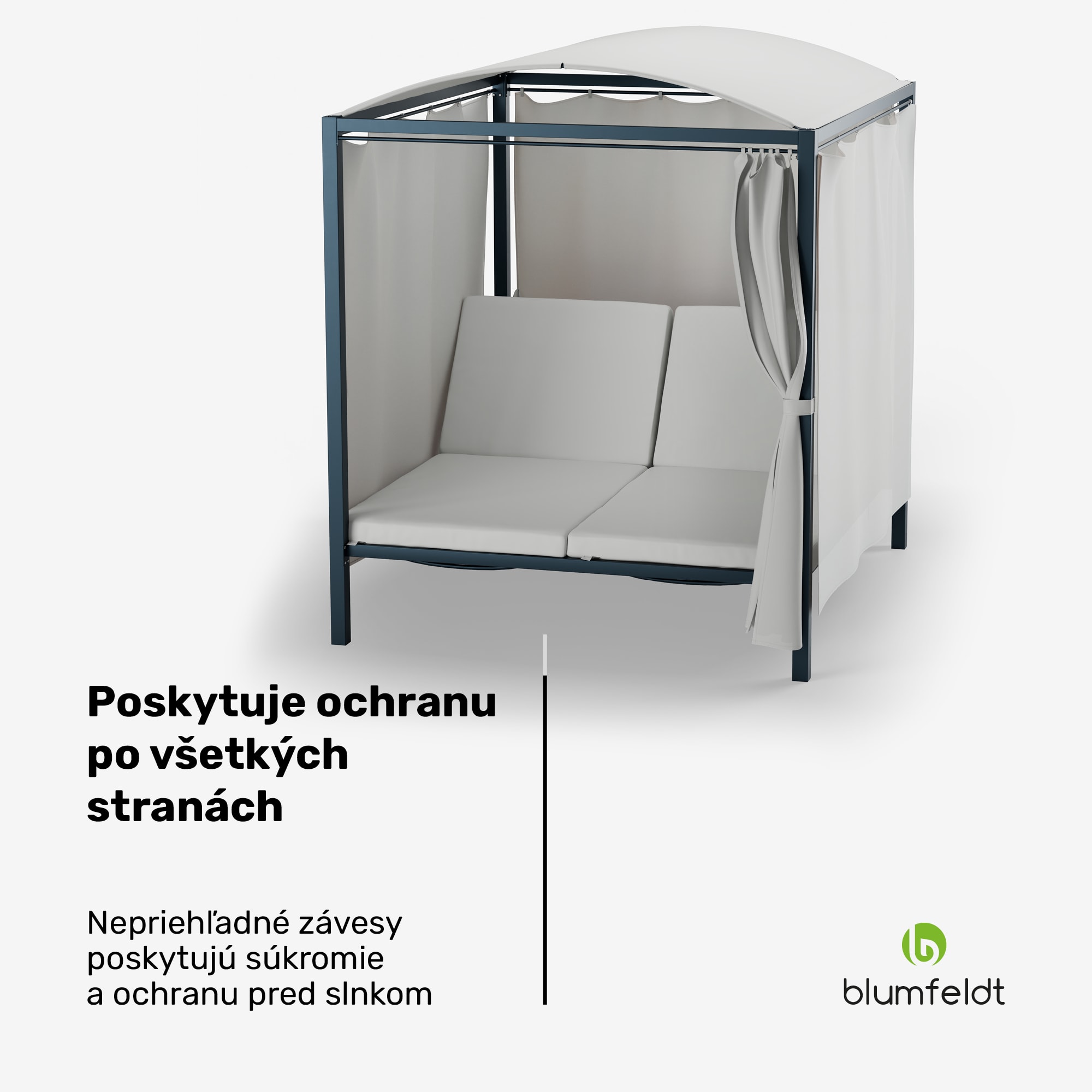 Blumfeldt Eremitage Double XL solárium | ochrana pred slnkom | pre 2 osoby | oceľový rám | odolné voči poveternostným vplyvom – Obrázok 3