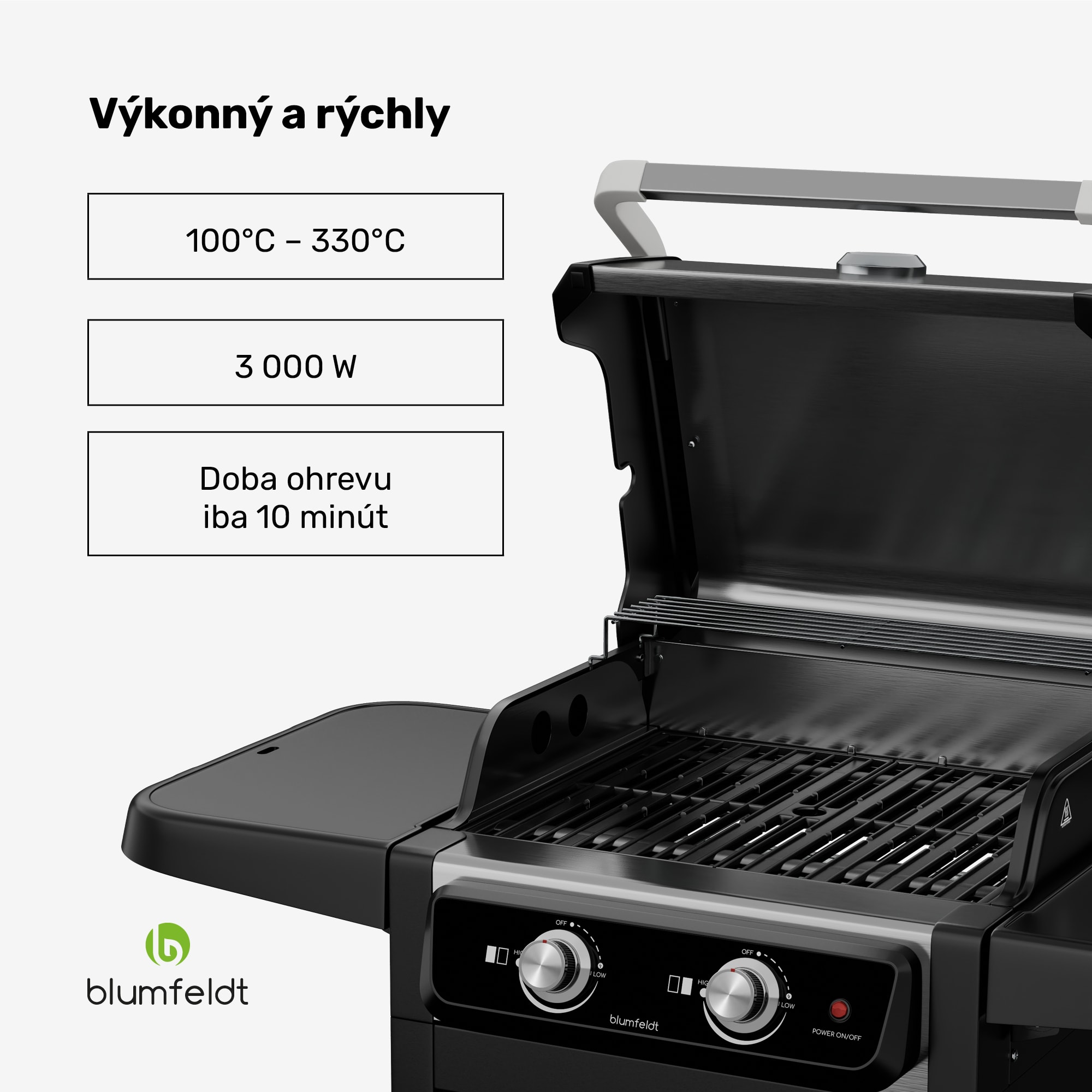Blumfeldt ElectricPro elektrický gril, Výkonný, Sklopné bočné stolíky, Integrovaný teplomer – Obrázok 2