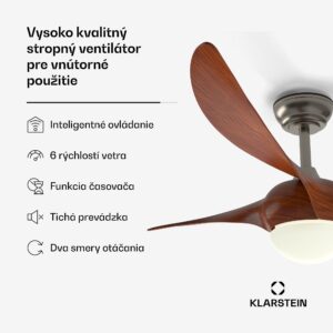 Klarstein Monteverde stropný ventilátor s nastaviteľným svetlom