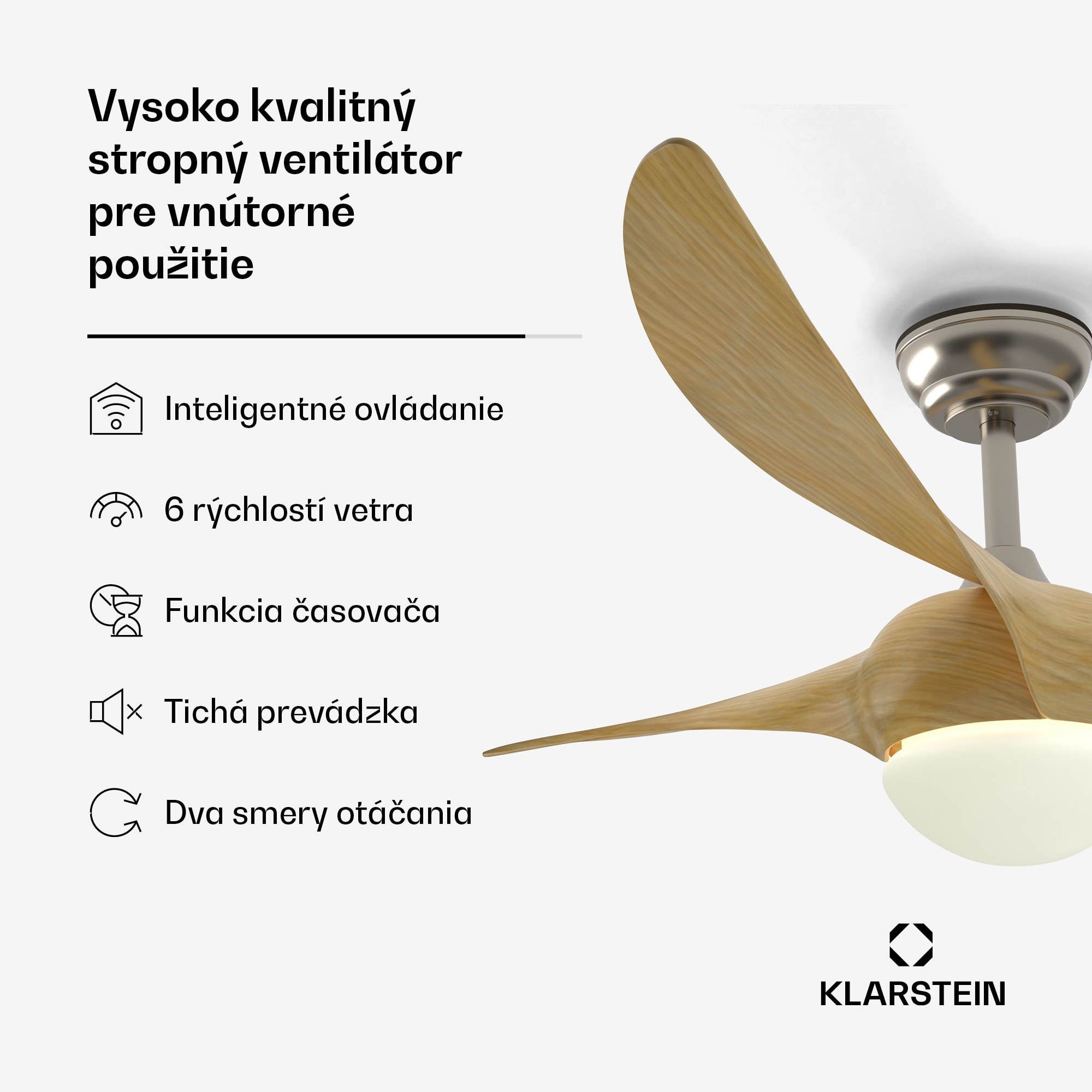 Klarstein Monteverde stropný ventilátor s nastaviteľným svetlom