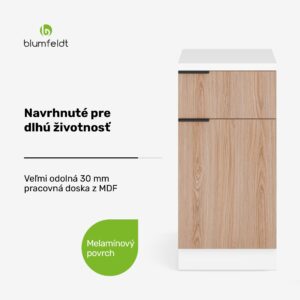Blumfeldt WoodVista skrinka s zásuvkami | Robustná MDF pracovná doska | Soft-close pánty | Hliníkové úchyty