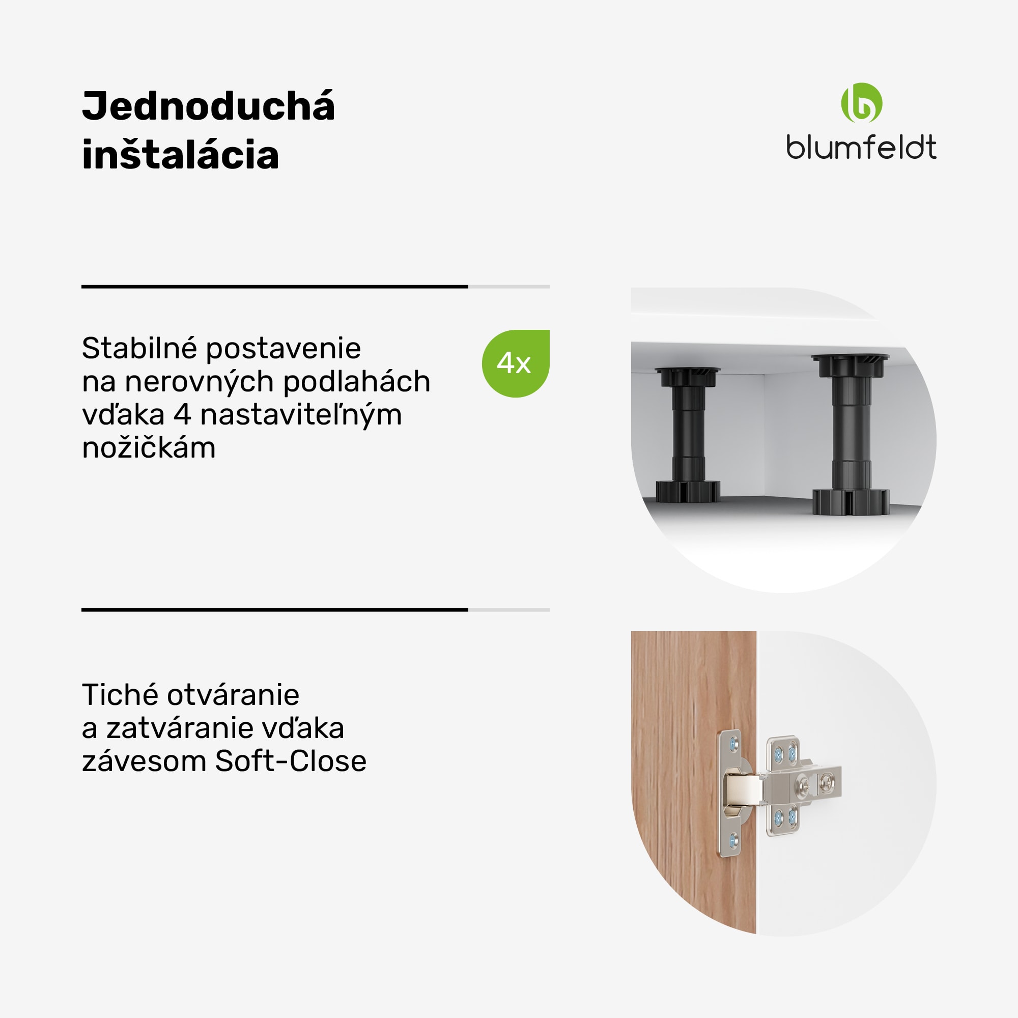 Blumfeldt WoodVista skrinka s zásuvkami | Robustná MDF pracovná doska | Soft-close pánty | Hliníkové úchyty – Obrázok 4