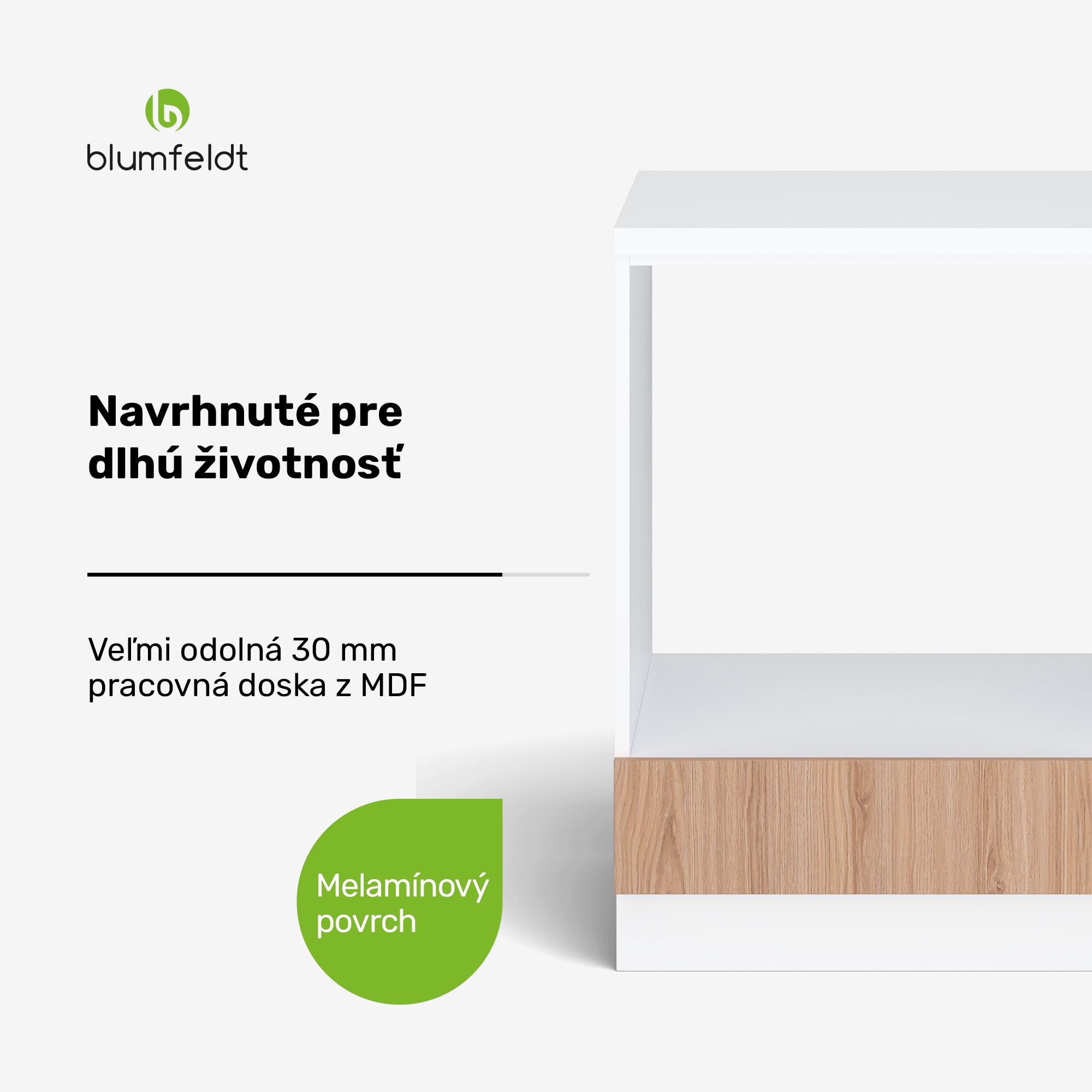 Blumfeldt WoodVista skladovacia skrinka | Pevná MDF pracovná doska | Udržateľné materiály | Jednoduchá montáž