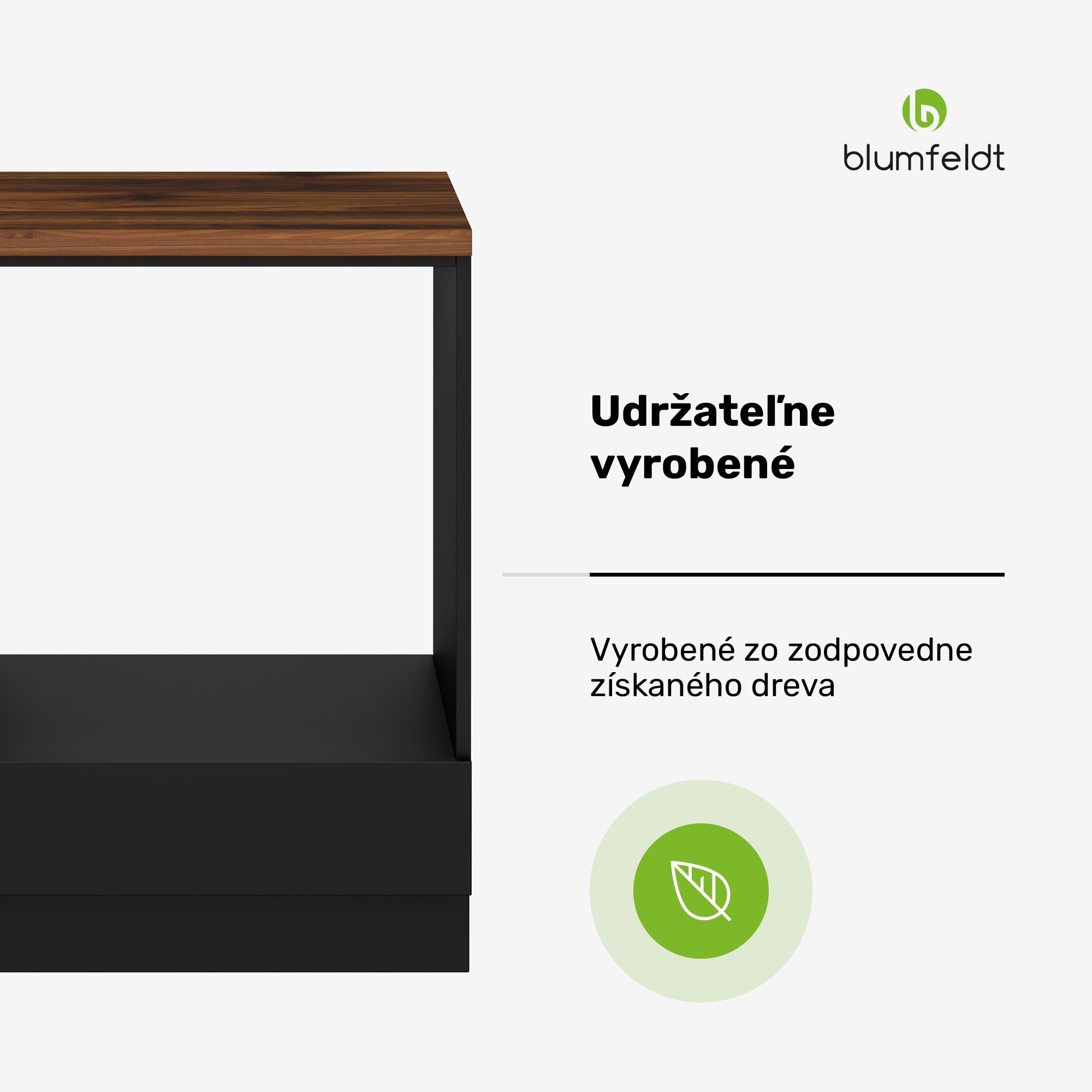 Blumfeldt WoodVista skladovacia skrinka | Pevná MDF pracovná doska | Udržateľné materiály | Jednoduchá montáž – Obrázok 2