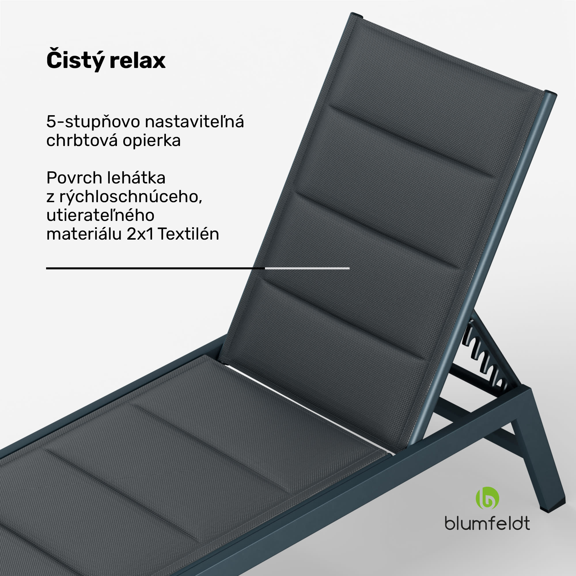 Blumfeldt Renazzo Lounge ležadlo | Nosnosť 120 kg | 5 polôh | vodeodolné