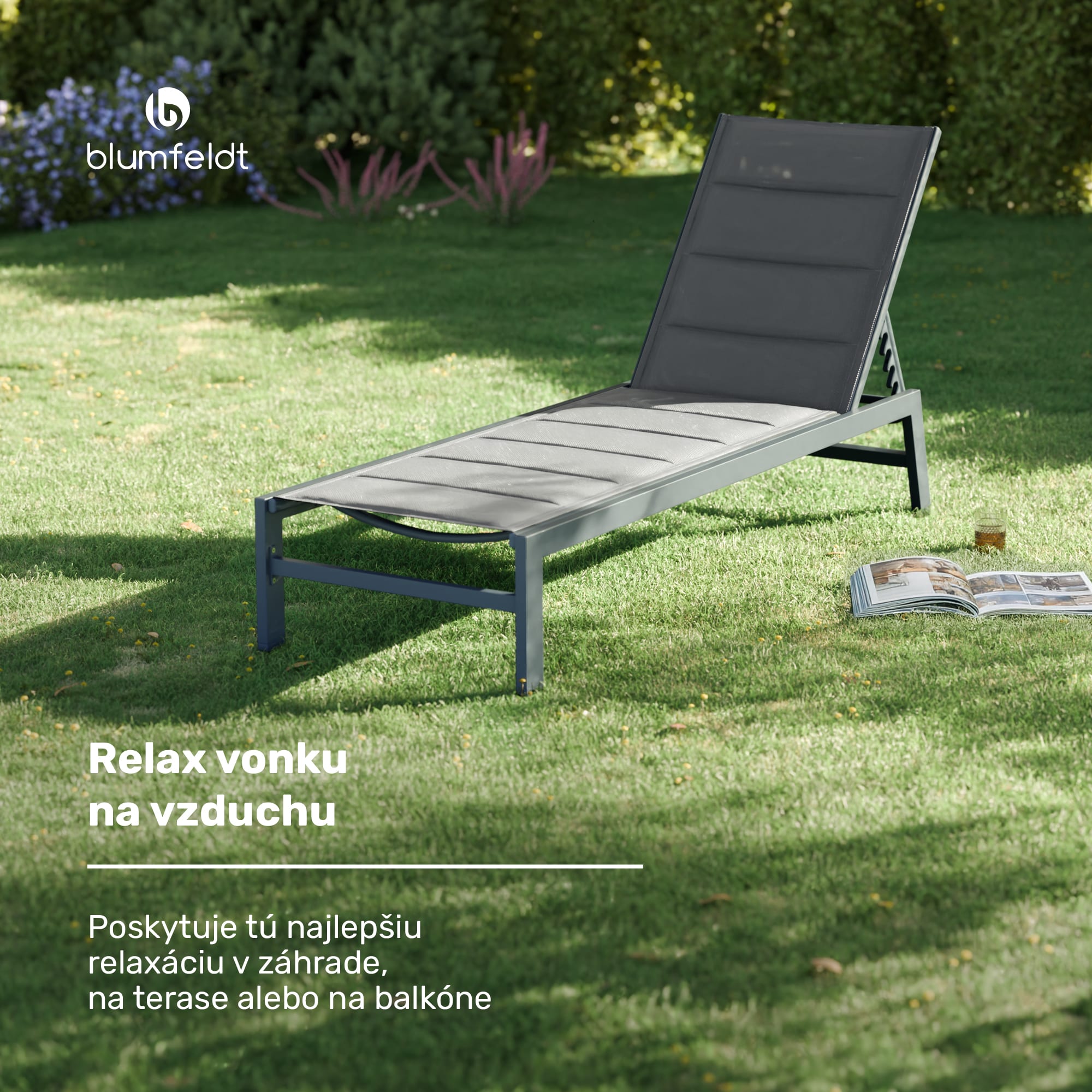Blumfeldt Renazzo Lounge ležadlo | Nosnosť 120 kg | 5 polôh | vodeodolné – Obrázok 2