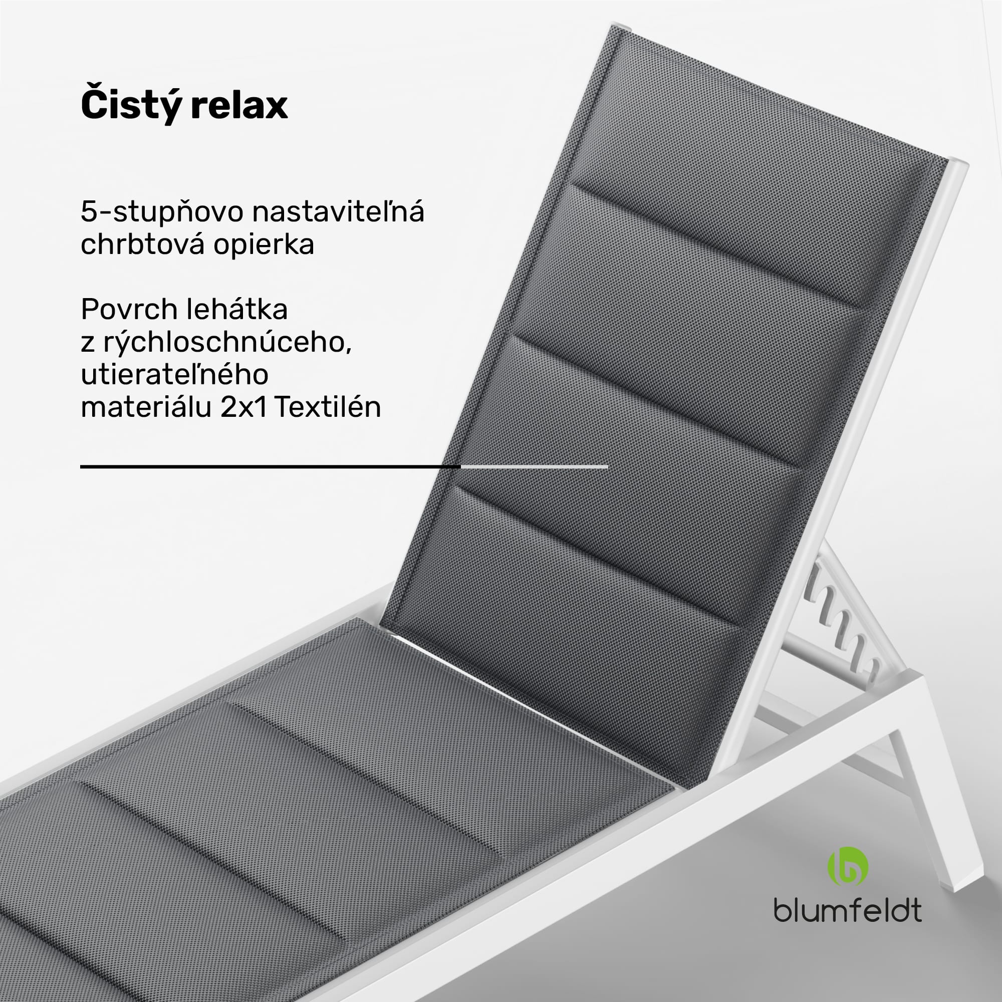Blumfeldt Renazzo Lounge lehátko | Nosnosť 120 kg | 5 polôh | vodoodpudivé