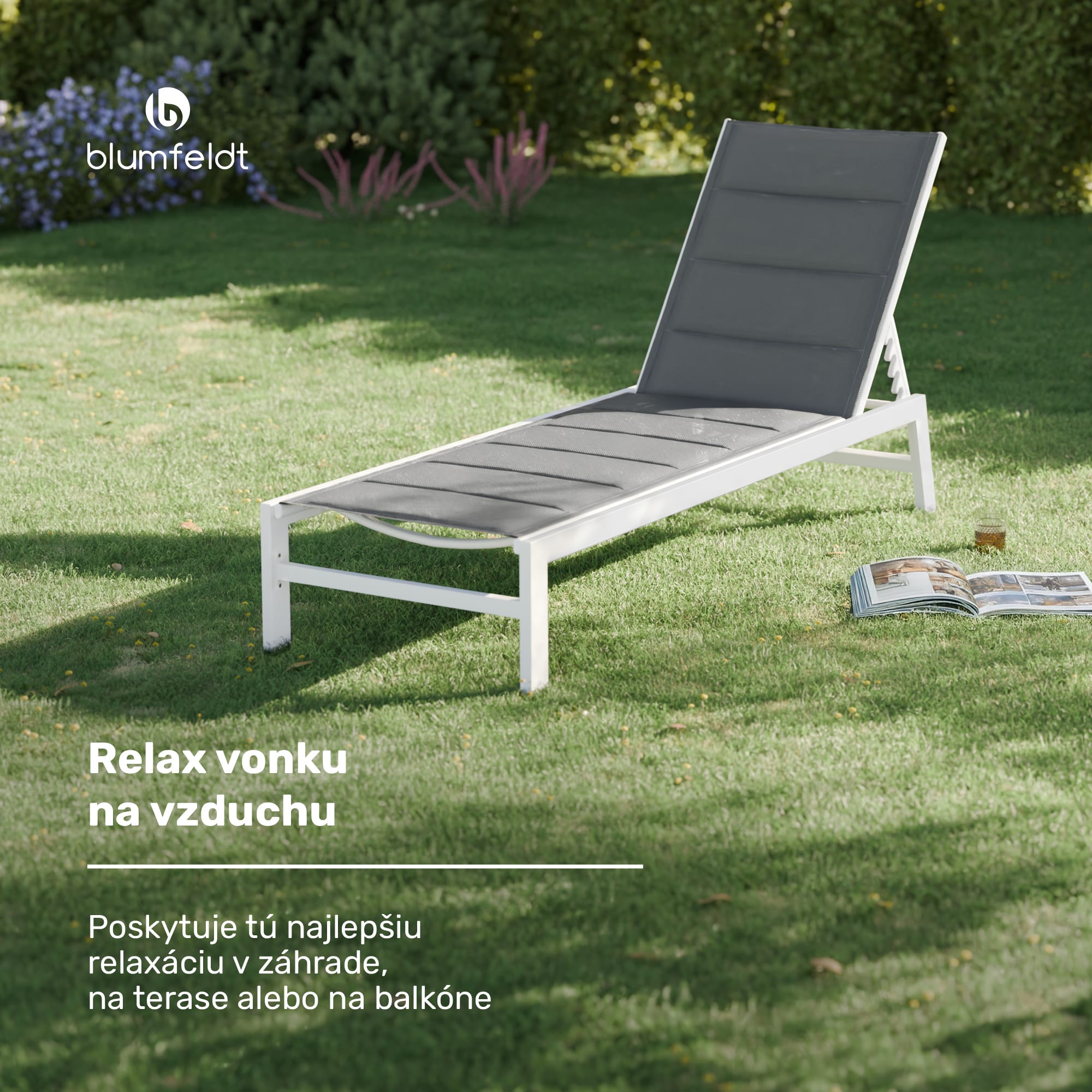 Blumfeldt Renazzo Lounge lehátko | Nosnosť 120 kg | 5 polôh | vodoodpudivé – Obrázok 2
