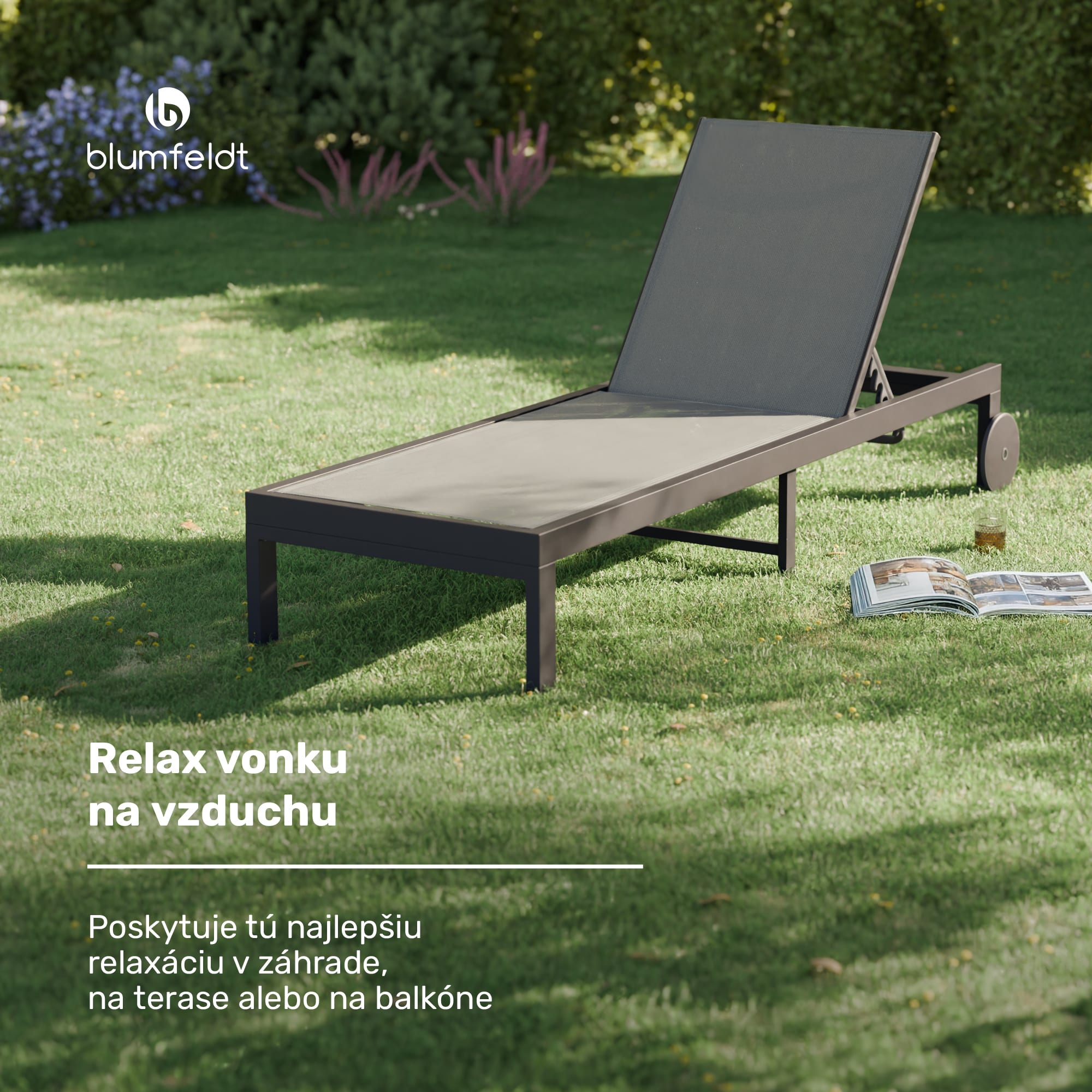 Blumfeldt Ležadlo Lucca Lounge | Nosnosť 120 kg | 5 polôh | vodeodolné – Obrázok 2