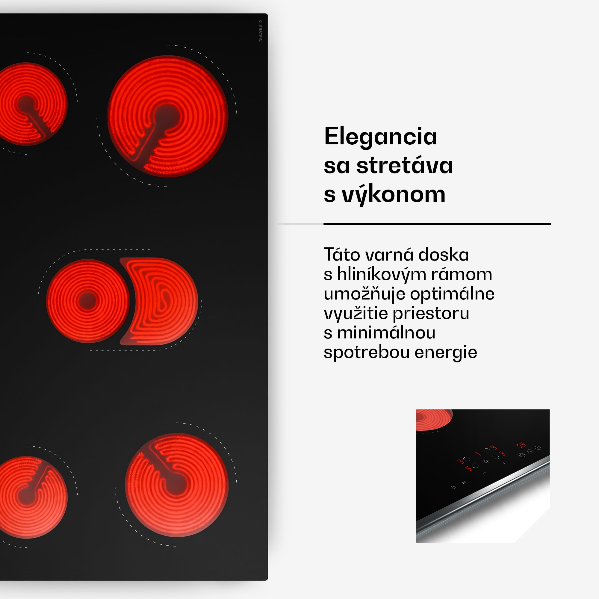 Klarstein Verosteel sklokeramická varná doska | Minimalistická, výkonná | 5 varných zón | 8400 W | 90 cm – Obrázok 3