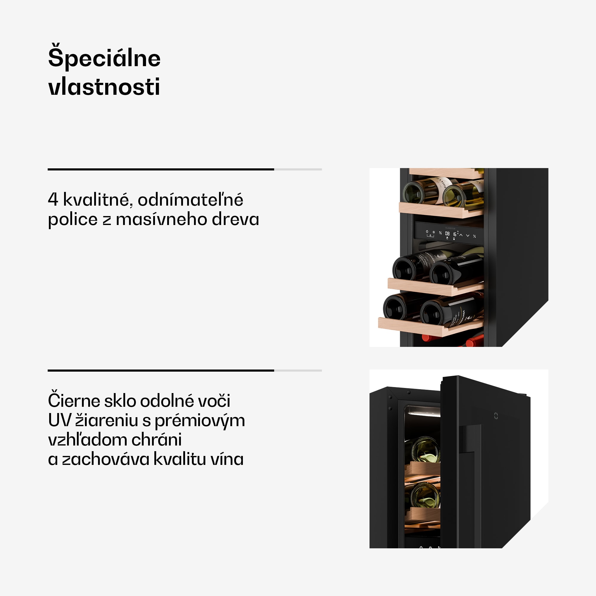 Klarstein Velaire vstavaná vinotéka | Moderná, elegantná | UV ochrana | Dvojzónová | 17 fliaš – Obrázok 4