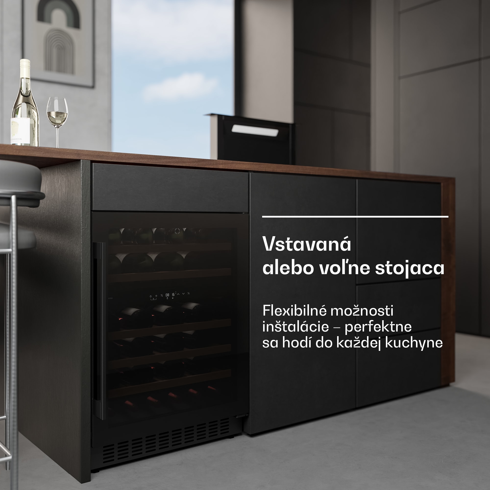 Klarstein Velaire vstavaná vinotéka | Moderná, elegantná | UV ochrana | Dvojzónová | 46 fliaš