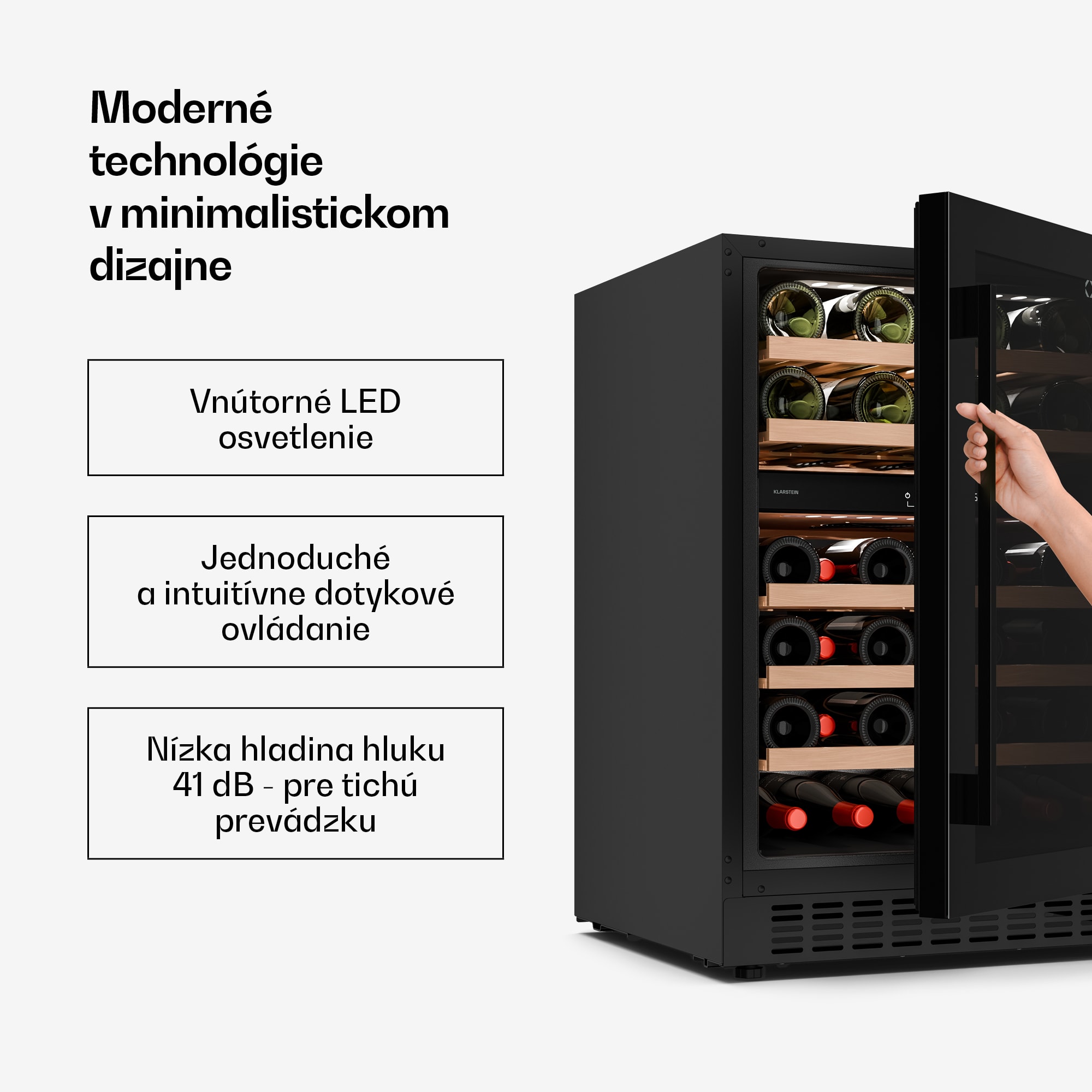 Klarstein Velaire vstavaná vinotéka | Moderná, elegantná | UV ochrana | Dvojzónová | 46 fliaš – Obrázok 3