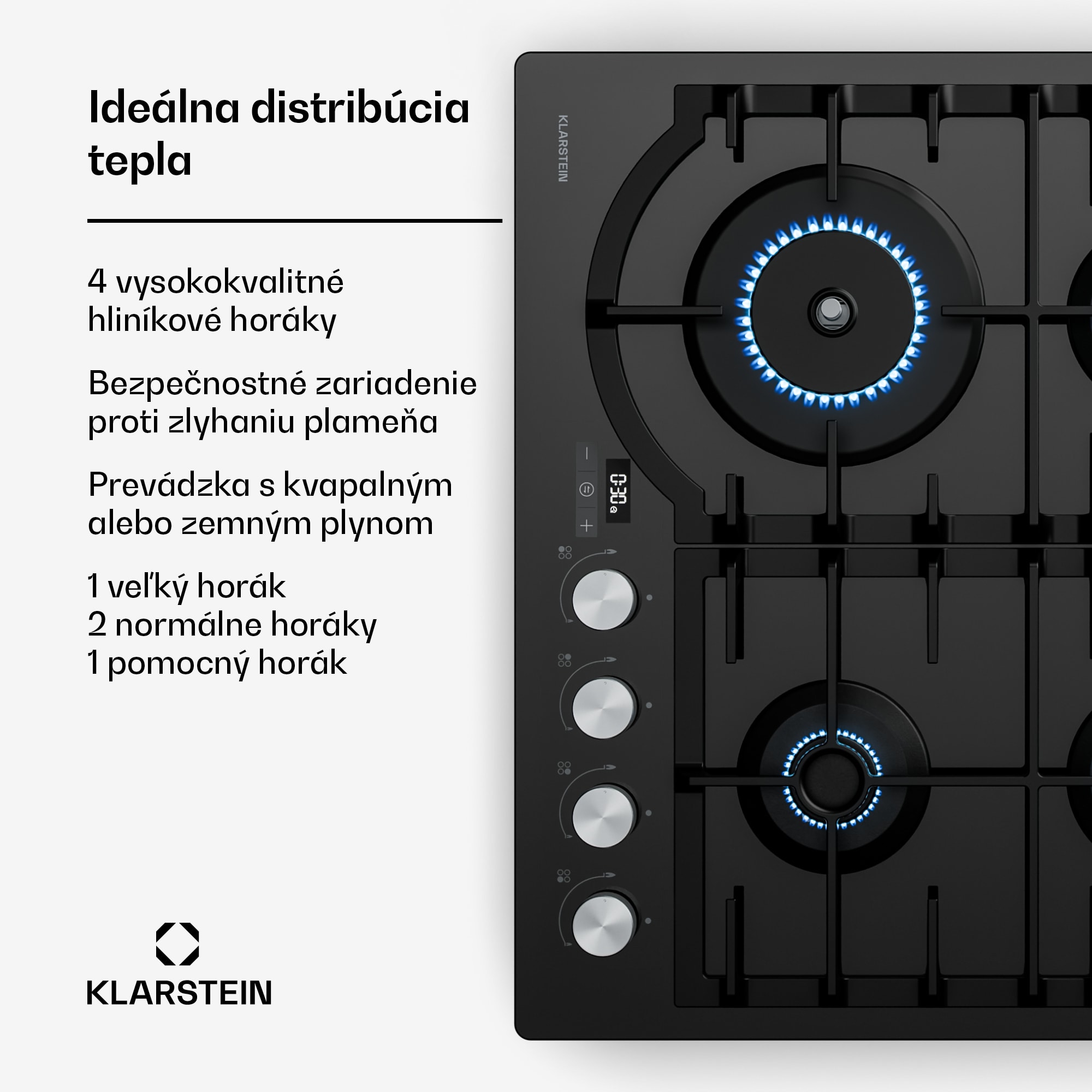 Klarstein Ignito plynová varná doska | 8 kW | liatinové podpery | časovač | regulácia teploty – Obrázok 2