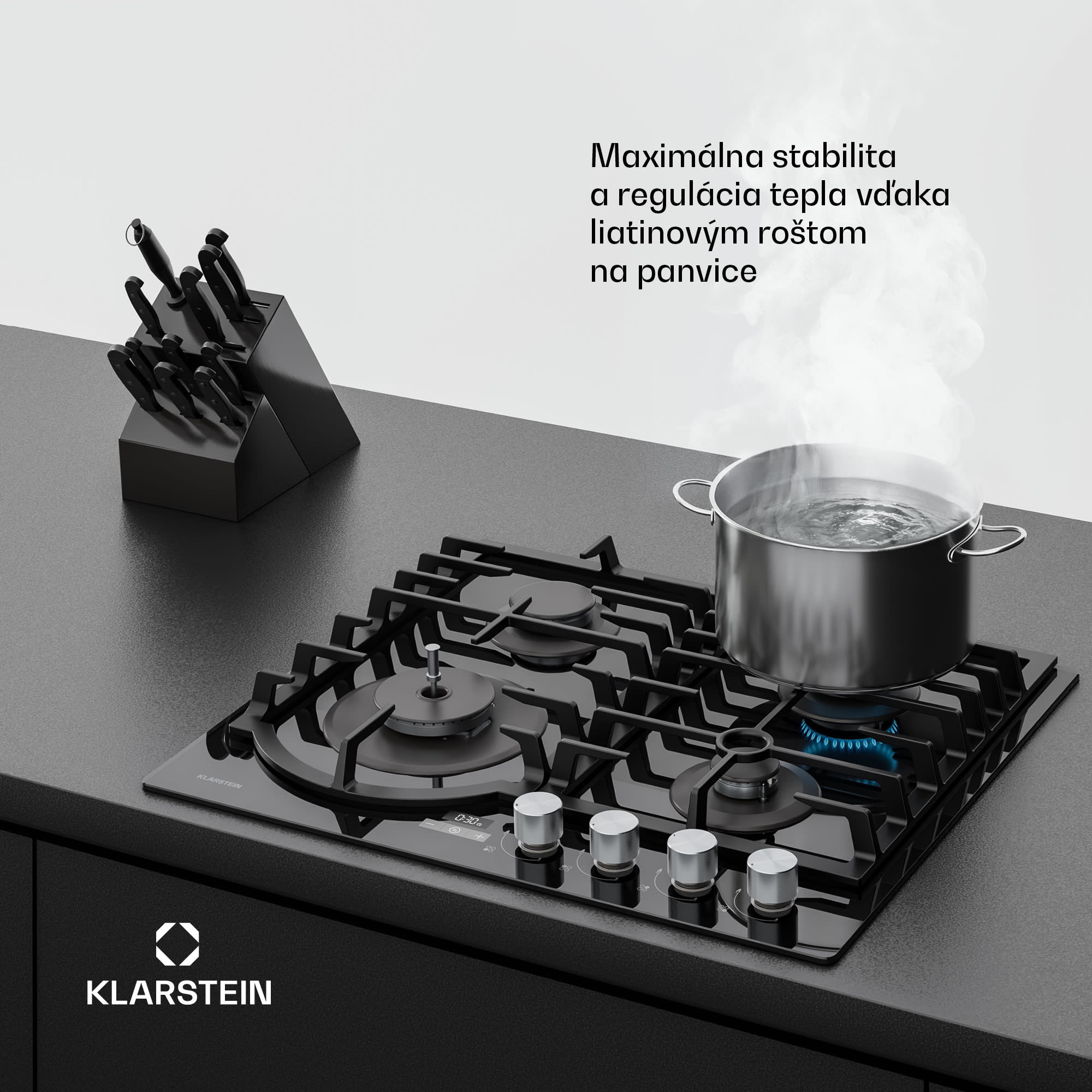 Klarstein Ignito plynová varná doska | 8 kW | liatinové podpery | časovač | regulácia teploty – Obrázok 4