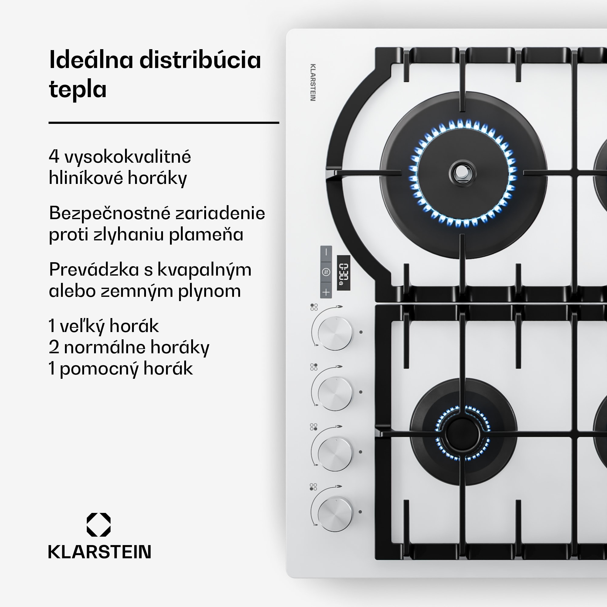 Klarstein Ignito plynová varná doska | 8 kW | liatinové podpery | časovač | regulácia teploty – Obrázok 2