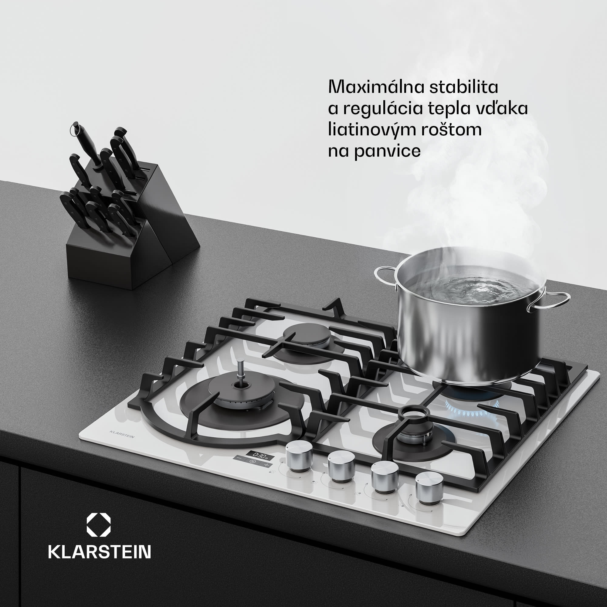 Klarstein Ignito plynová varná doska | 8 kW | liatinové podpery | časovač | regulácia teploty – Obrázok 4