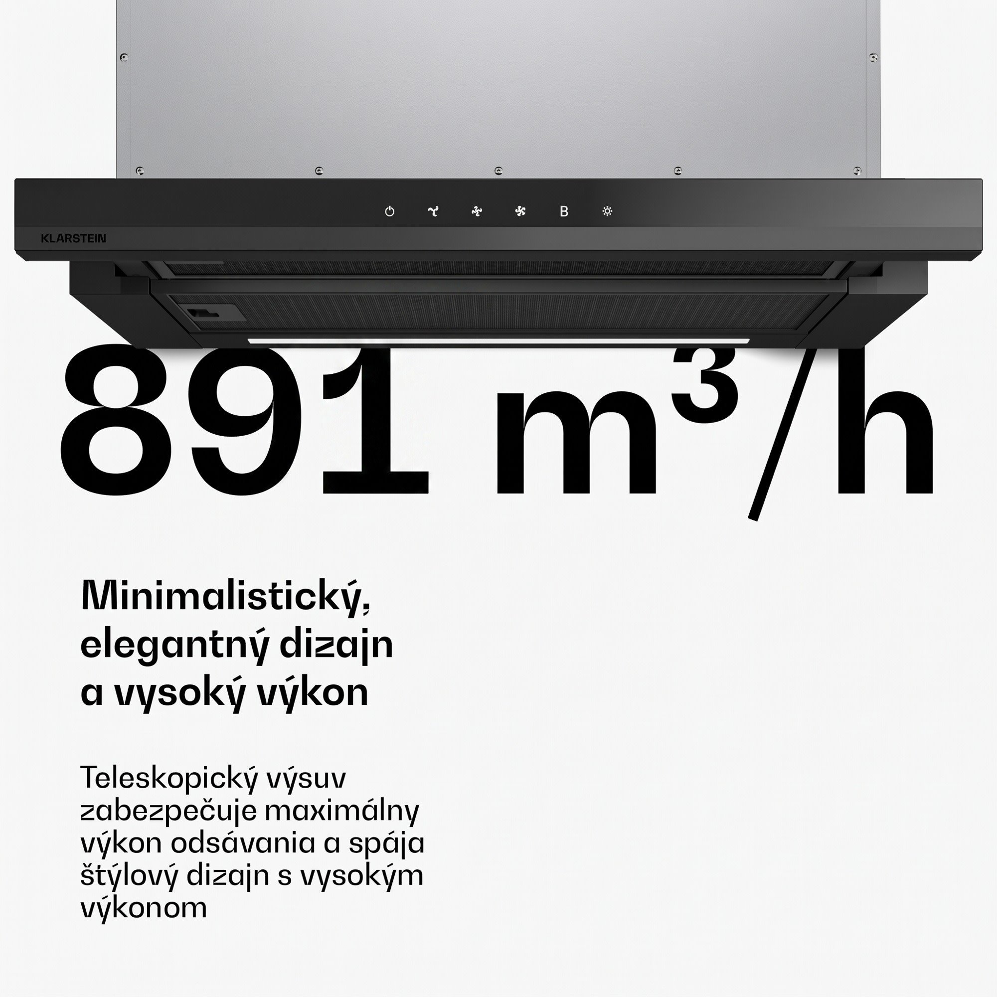 Klarstein Velaire vysúvacia digestorová kapucňa 60 cm | Elegantná, minimalistická, výkonná | EEC A++ | 896 m³/h – Obrázok 3