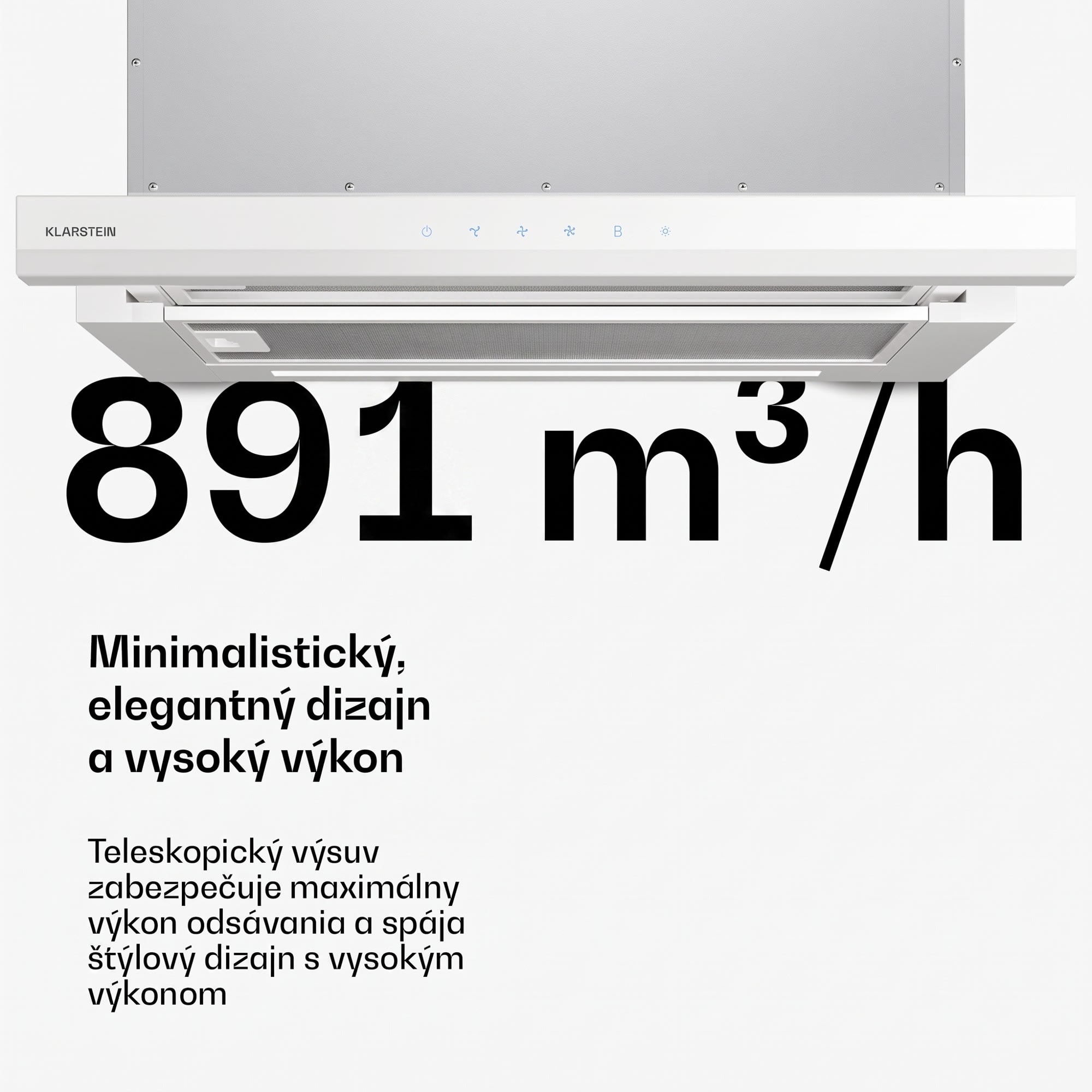 Klarstein Velaire vysúvacia digestorová kapucňa 60 cm | Elegantná, minimalistická, výkonná | EEC A++ | 891 m³/h – Obrázok 3