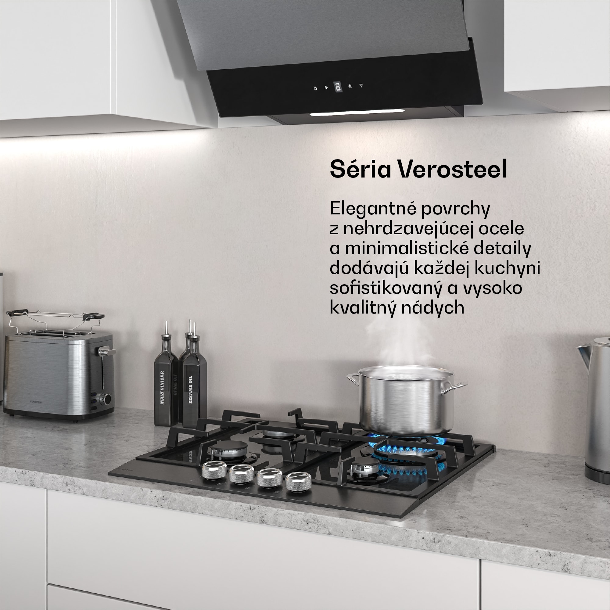 Klarstein Verosteel plynová varná doska | 4 horáky | elektrické zapaľovanie | zemný plyn a LPG | 8000 W | 60 cm