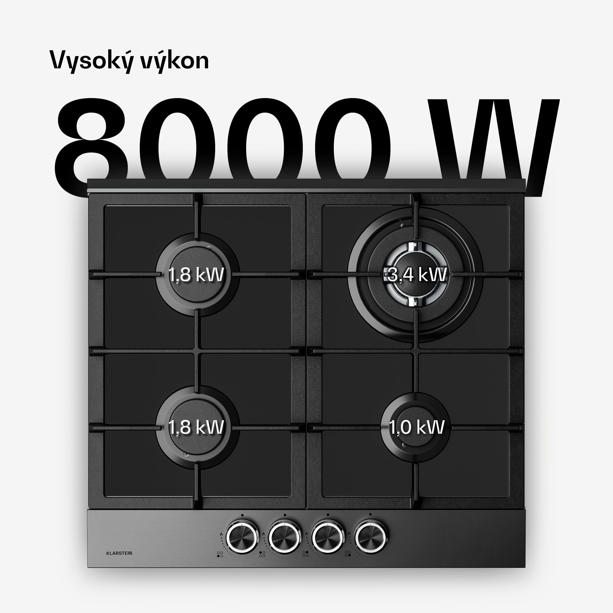 Klarstein Verosteel plynová varná doska | 4 horáky | elektrické zapaľovanie | zemný plyn a LPG | 8000 W | 60 cm – Obrázok 2