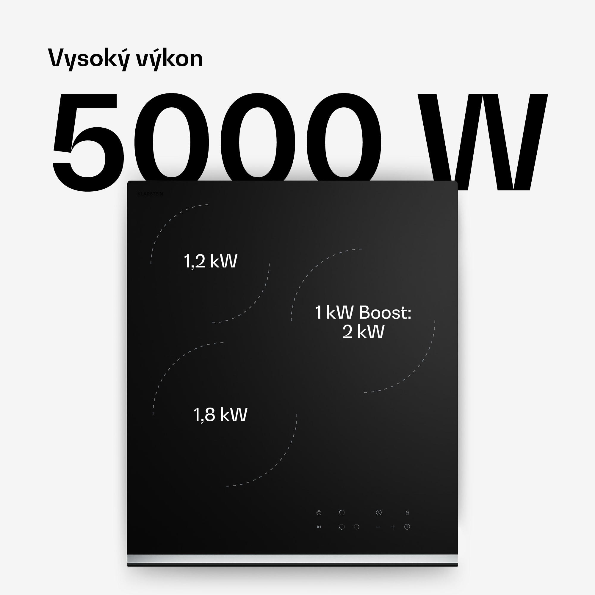Klarstein Verosteel sklokeramická varná doska | 3 zóny | minimalistická, výkonná | 5000 W | 45 cm – Obrázok 2