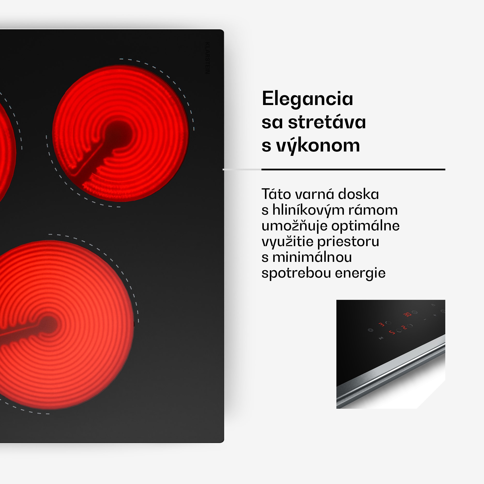 Klarstein Verosteel sklokeramická varná doska | 3 zóny | minimalistická, výkonná | 5000 W | 45 cm – Obrázok 3