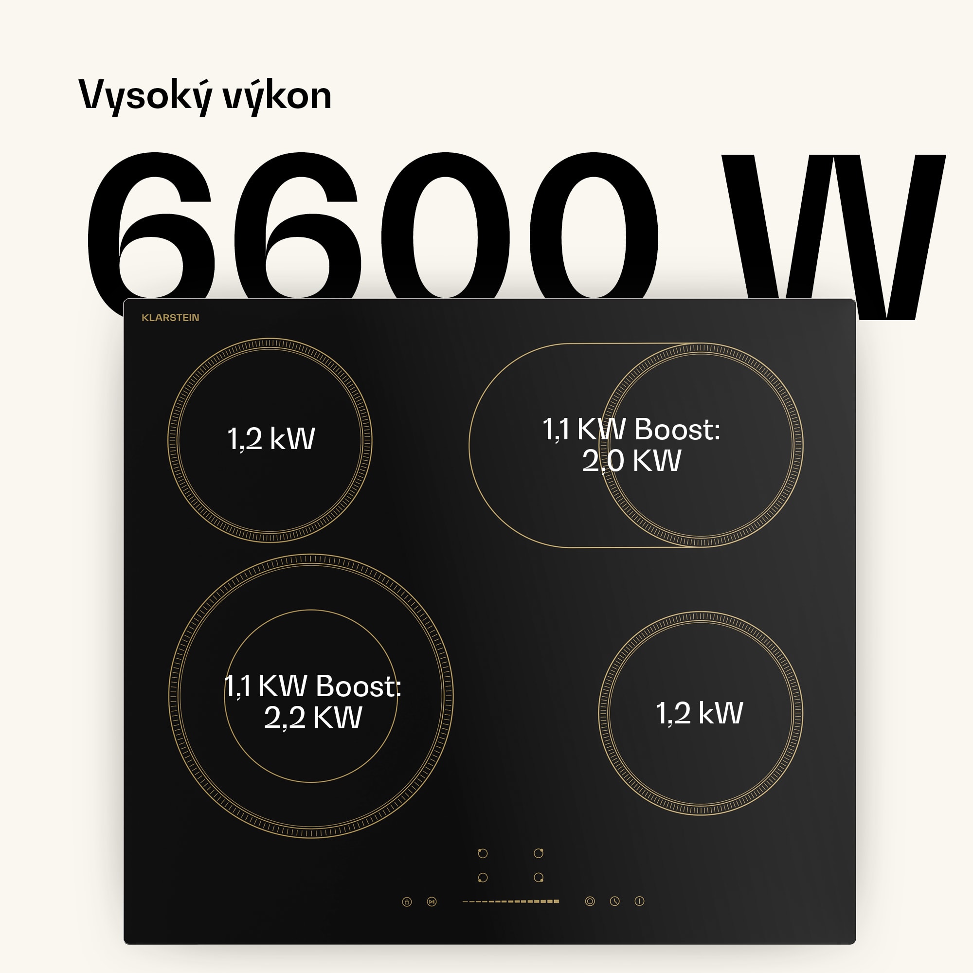 Klarstein Victoria sklokeramická varná doska | 4 zóny | Elegantná, nadčasová | 6600 W | 60 cm – Obrázok 2