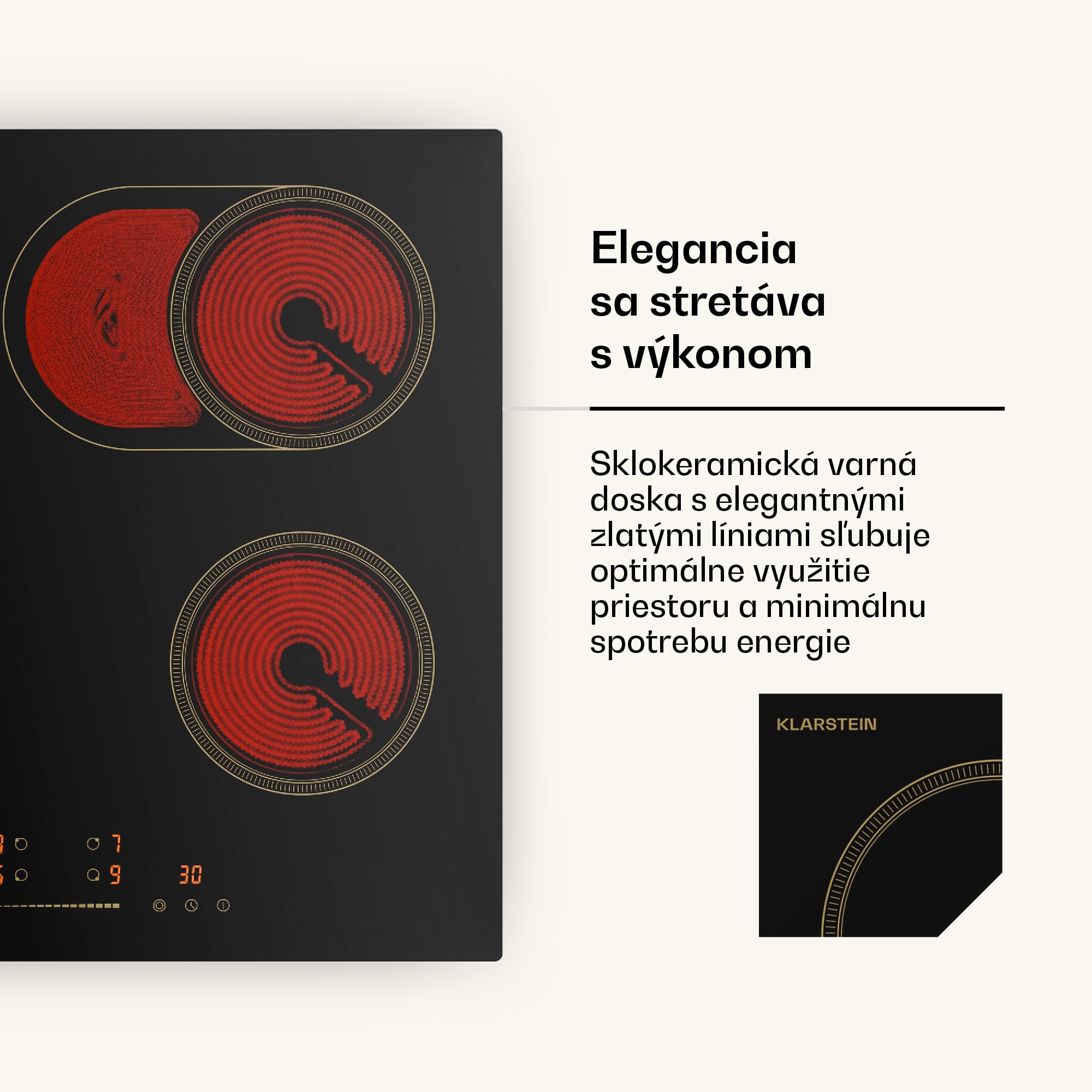 Klarstein Victoria sklokeramická varná doska | 4 zóny | Elegantná, nadčasová | 6600 W | 60 cm – Obrázok 3